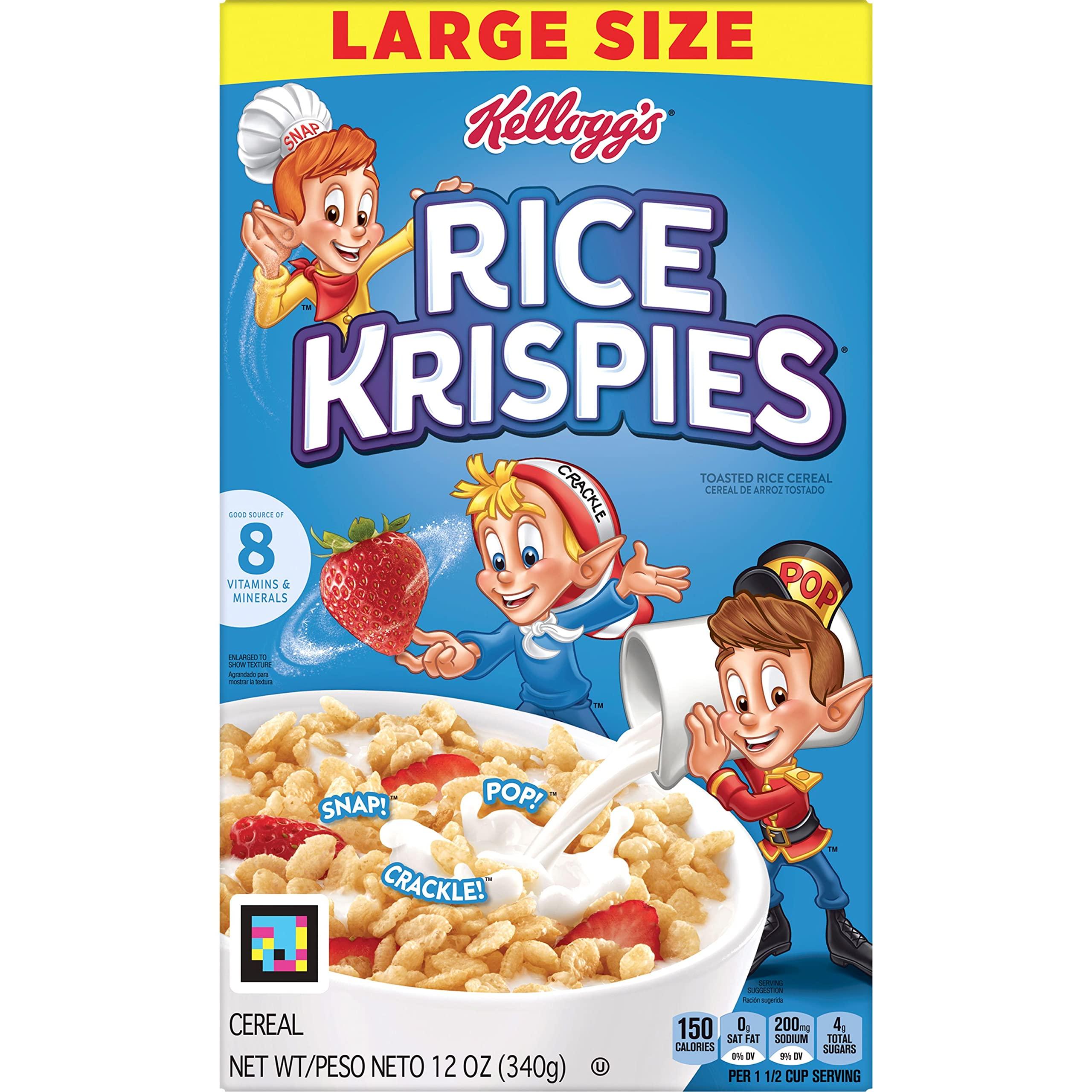 Kellogg's Rice Krispies Breakfast Cereal, 8 Vitamins and Mineral, Large Size, Original, 12oz Box (1 Box) - Image 8