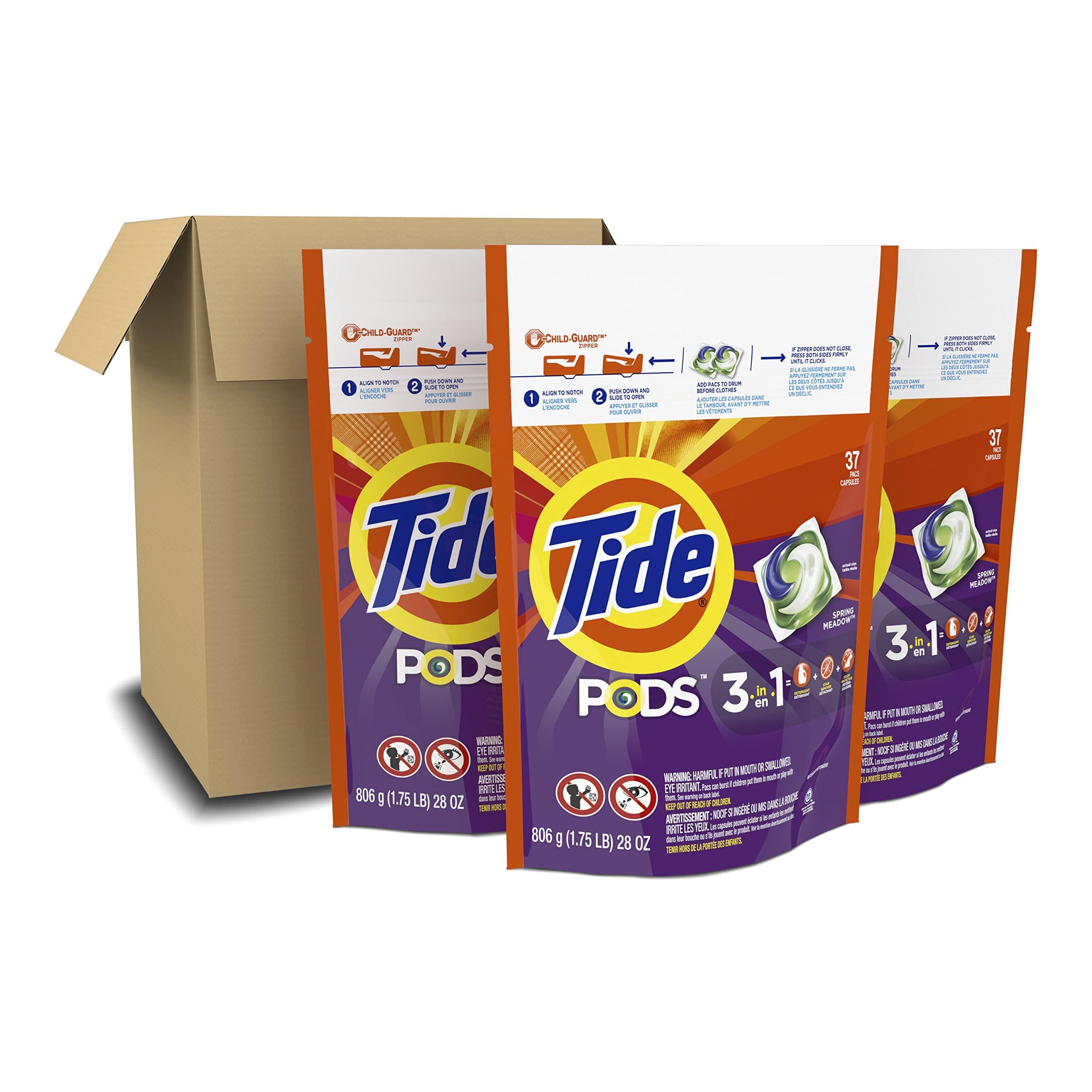 Tide PODS Laundry Detergent Soap Pods, Spring Meadow, 37 Count (Pack of 3 Bag Value Pack), Total 111 Count, HE Compatible - Image 5