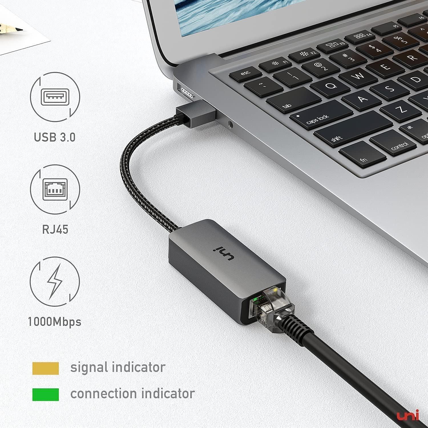 uni USB to Ethernet Adapter, Driver Free USB 3.0 to Gigabit Ethernet LAN Network Adapter, 100/1000 Mbps RJ45 Internet Adapter Compatible with Laptop, MacBook, Surface, PC with Windows, XP, Mac/Linux - Image 6