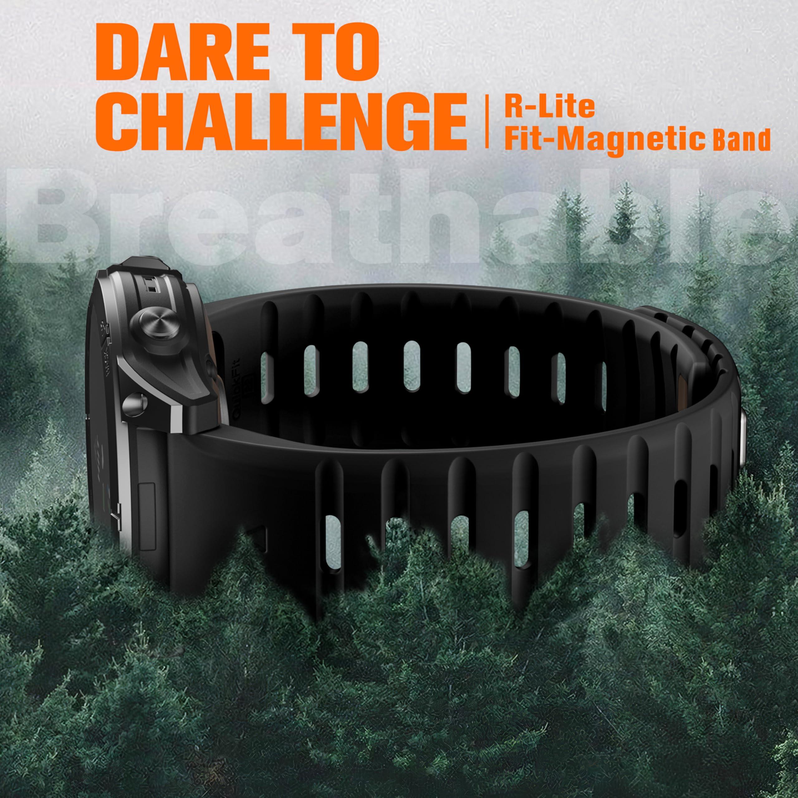 Bandletic Compatible with Garmin Instinct Watch Bands - Magnetic Silicone Rugged Sport Strap Quick Fit 22mm Watch Band for Fenix E/8/7/6/5/Forerunner 965/955/945/935/745/Epix 2/Approach S70/S62/S60 - Image 2