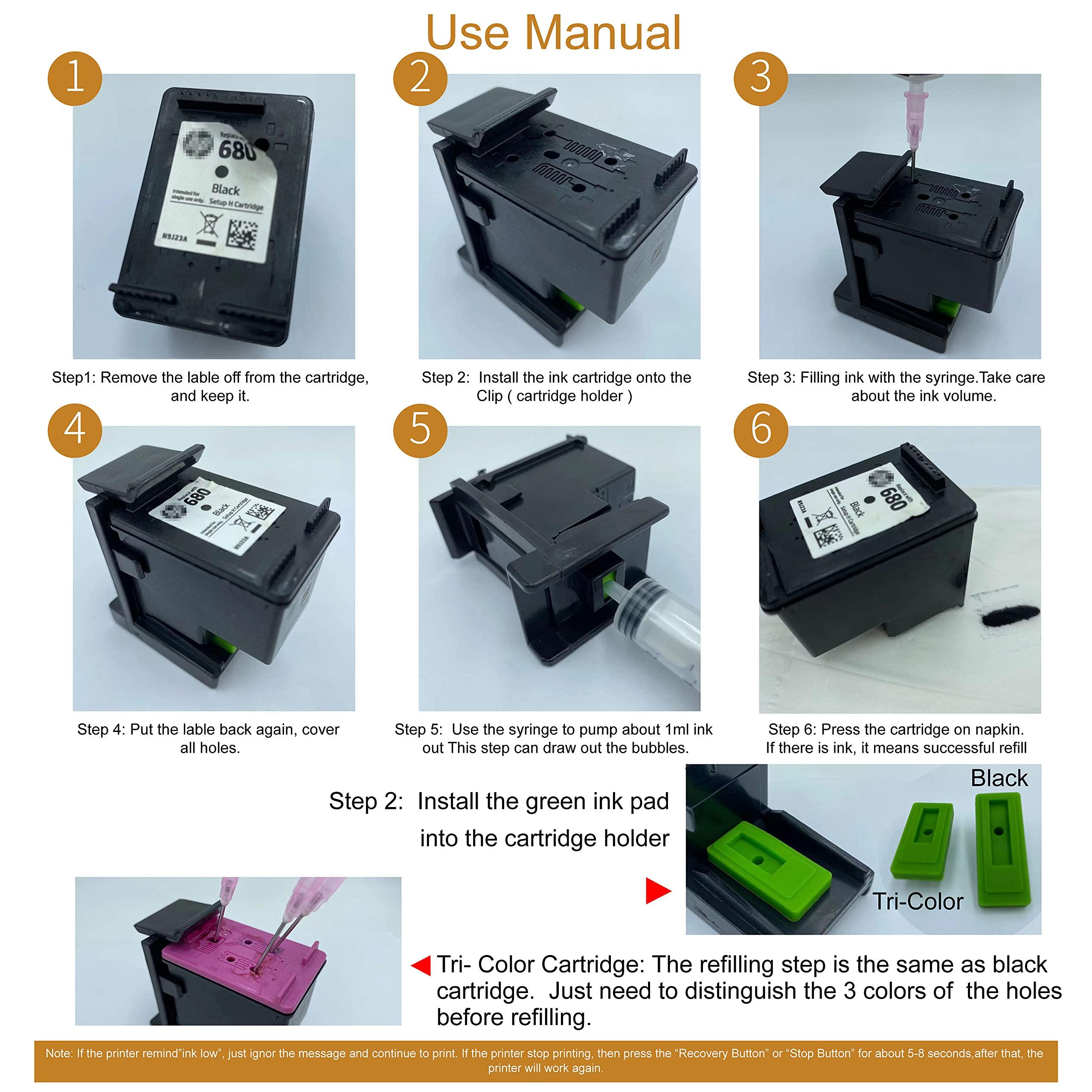 F-ink 5 Bottles Ink and Ink Refill Kits Compatible with Hp Inkjet Ink Cartridges 67XL 65XL 667XL 21XL 22XL 27XL 28XL 21 22 56 57 58 -Ink Tools for Reuse The Cartridge - Image 3