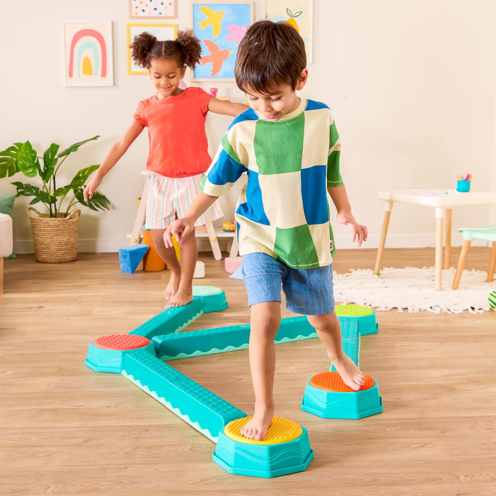 B. toys – Balance Beam for Kids – Interlocking Balancing Beams – 5 Sensory Pads & 8 Beams – Active Play for Toddlers, Kids – 3+ Years– Balance & Build Set - Image 3