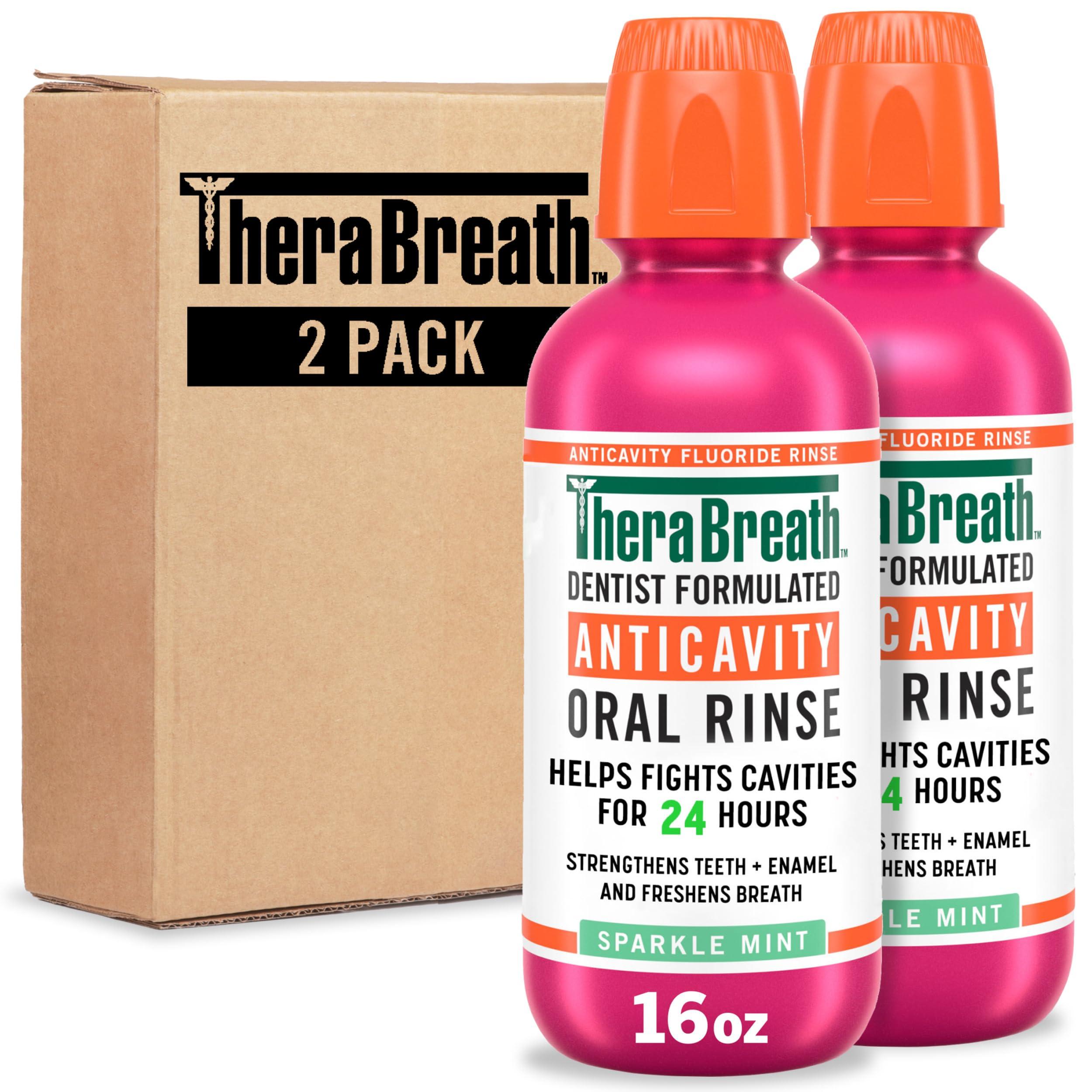 TheraBreath Anticavity Fluoride Mouthwash, Sparkle Mint, Dentist Formulated, 16 Fl Oz (2-Pack). - Image 8