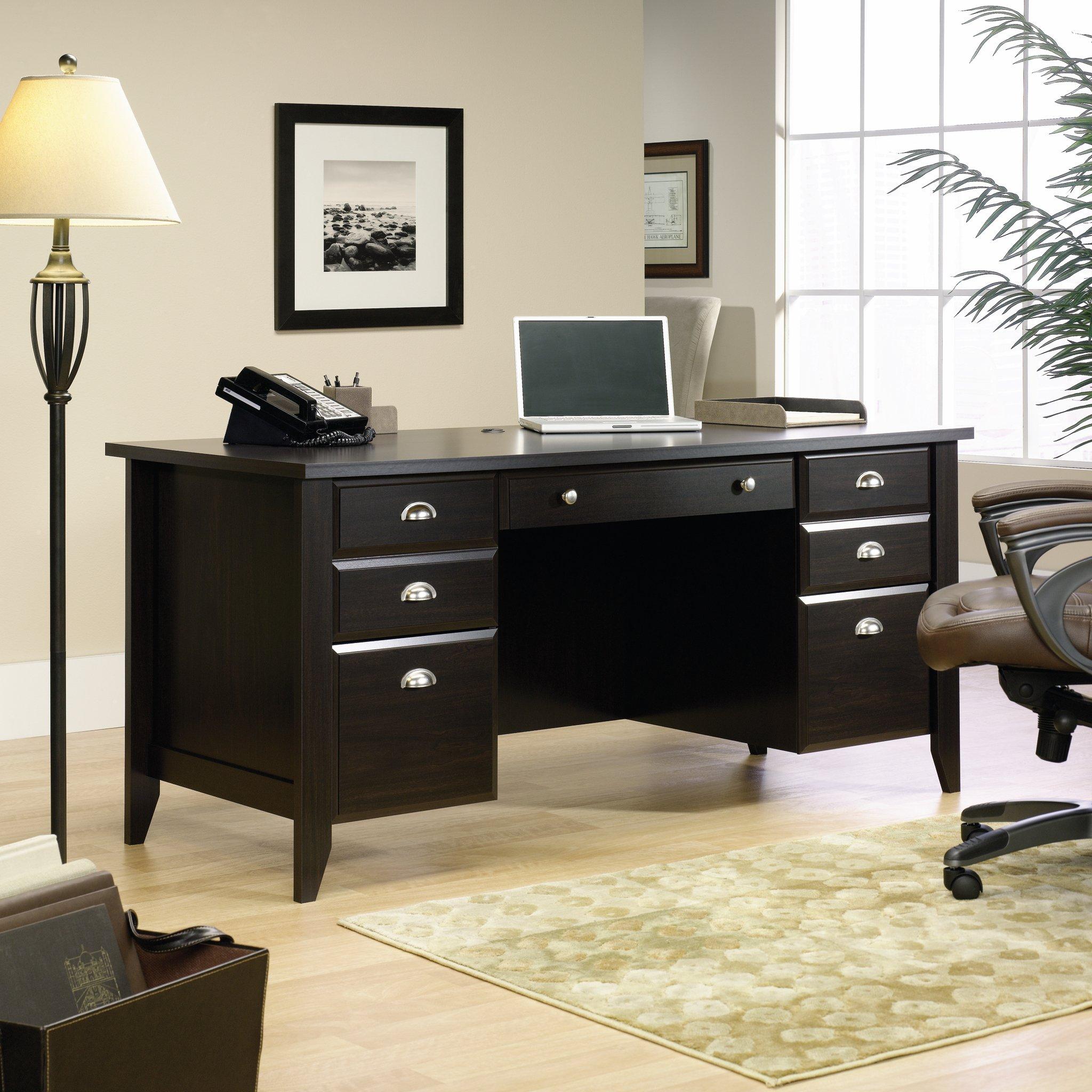 Sauder Shoal Creek Executive Desk, L: 65.12" x W: 29.29" x H: 30.55", Jamocha Wood finish - Image 2