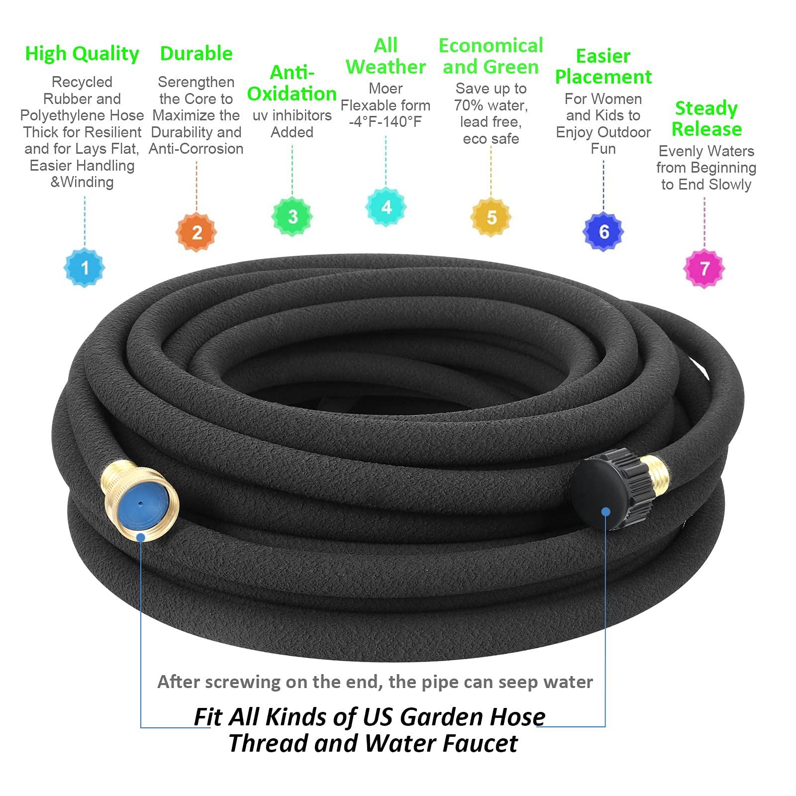 STYDDI Soaker Hose, 1/2" x 25 FT Round Rubber Garden Soaker Hose, Heavy Duty Water Seeper Soaker Hoses for Foundation Watering, Garden Beds, Garden, Lawn and Plants - Image 3
