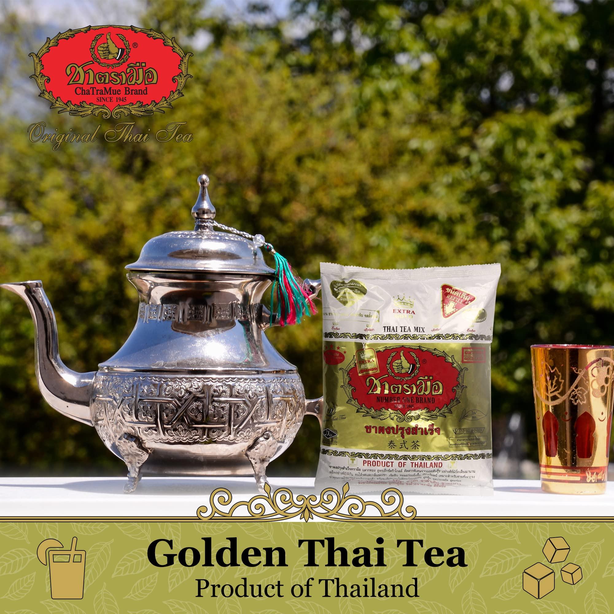 Number One Extra Gold Premium Thai Tea Mix Fine Loose Leaves for Iced Tea, Milk Tea or Boba Tea, Traditional Brand from Thailand with Stronger, Bolder Taste than Regular Thai Tea (14 oz Bag) - Image 2