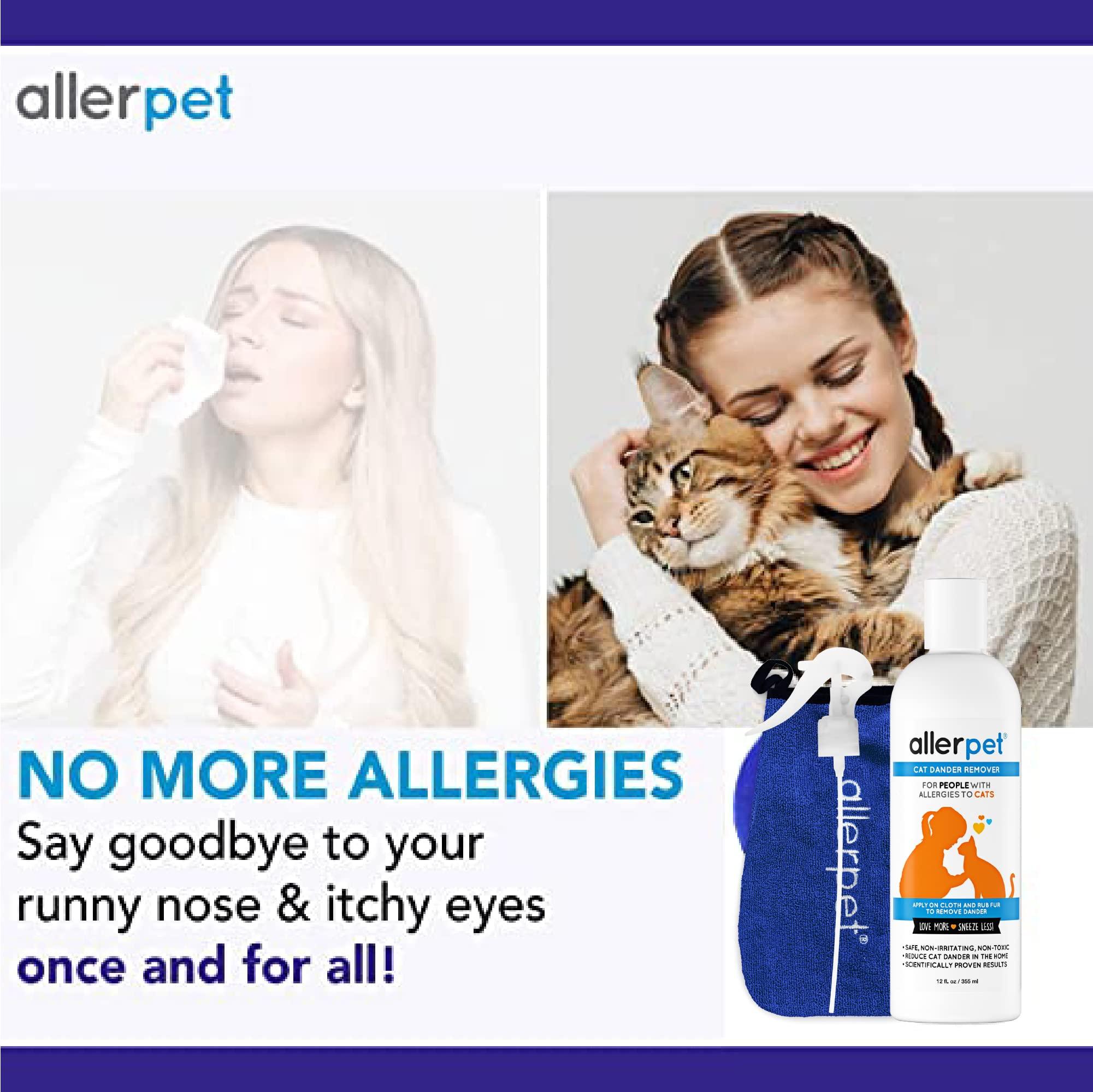 Allerpet Aloe Vera Free Cat Dander Remover - Pet Dander Allergy Relief, Natural & Safe Allergy Relief for Cats and Humans, Soothing Chamomile & Rosemary, Made in USA (12 oz) - Image 3