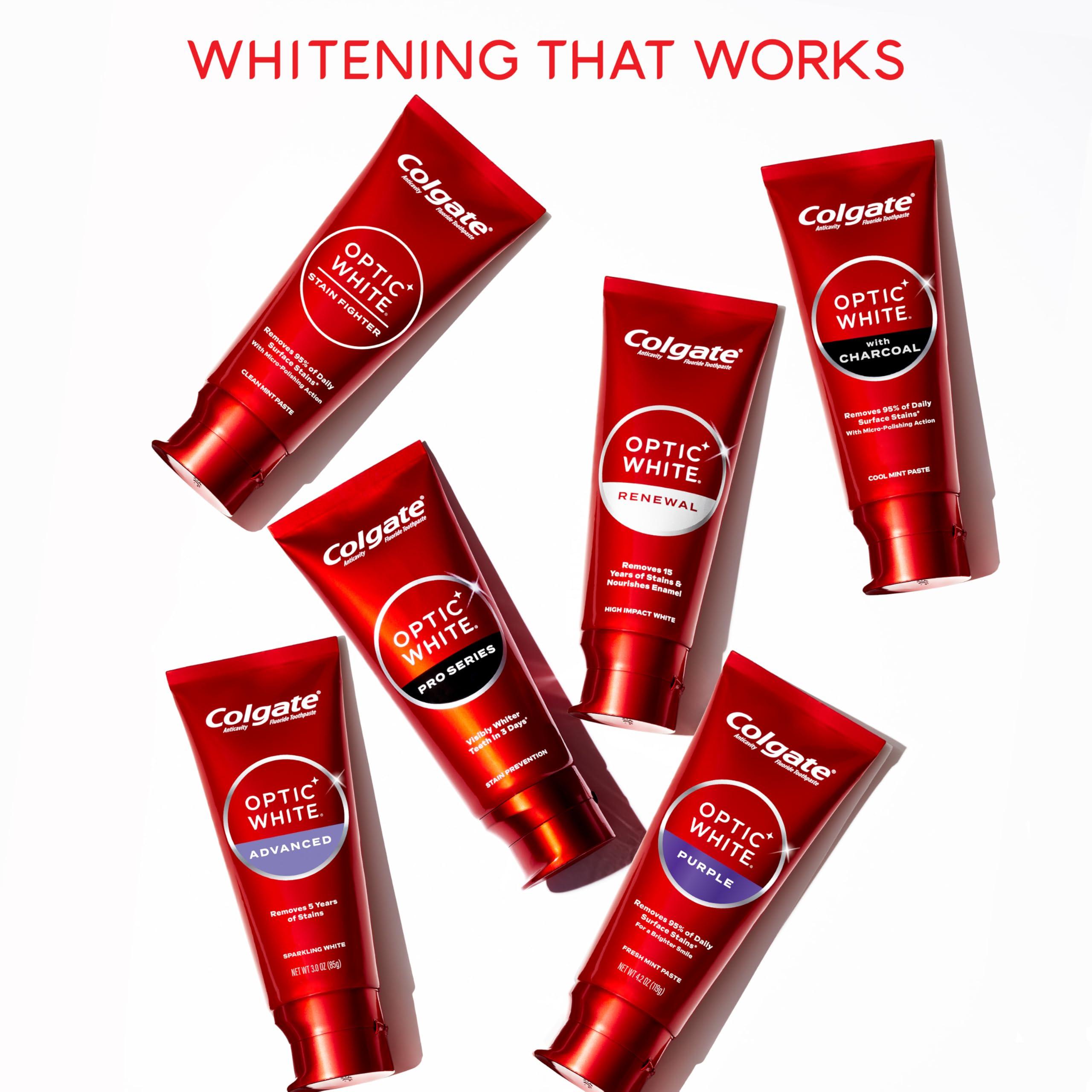 Colgate Optic White Advanced Hydrogen Peroxide Toothpaste Pack, Teeth Whitening Toothpaste, Enamel-Safe Hydrogen Peroxide Formula, Helps Remove Tea, Coffee, and Wine Stains, Icy Fresh, 3 Pack, 3.2 oz - Image 11