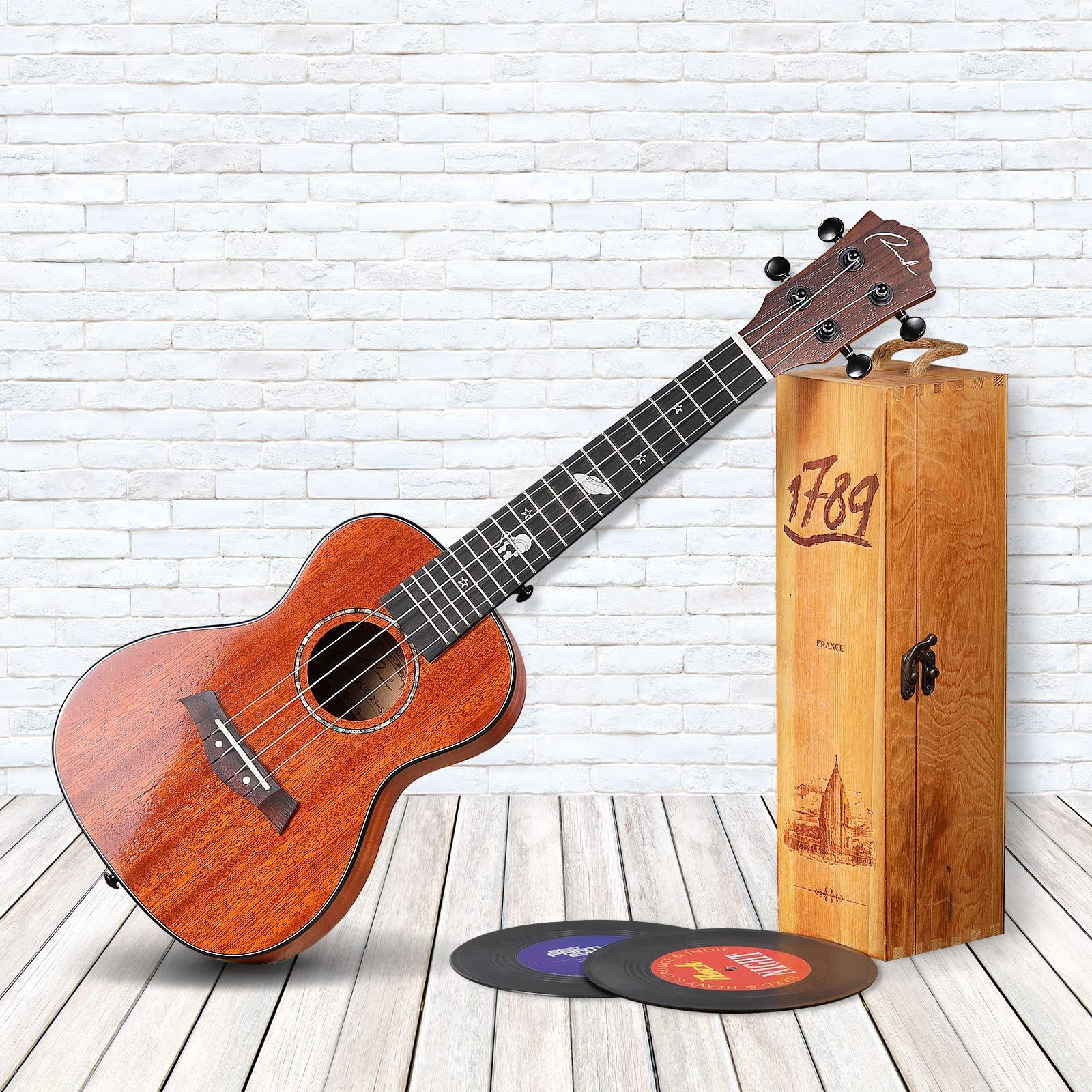 Ranch Concert Ukulele 23 inch Solid Top Ukelele Kit Professional Small Hawaiian Guitar Ukalalee Starter Pack Bundle Gig bag, Tuner, Strap, Aquila String Set, 12 Online Lessons - Glossy - Image 8