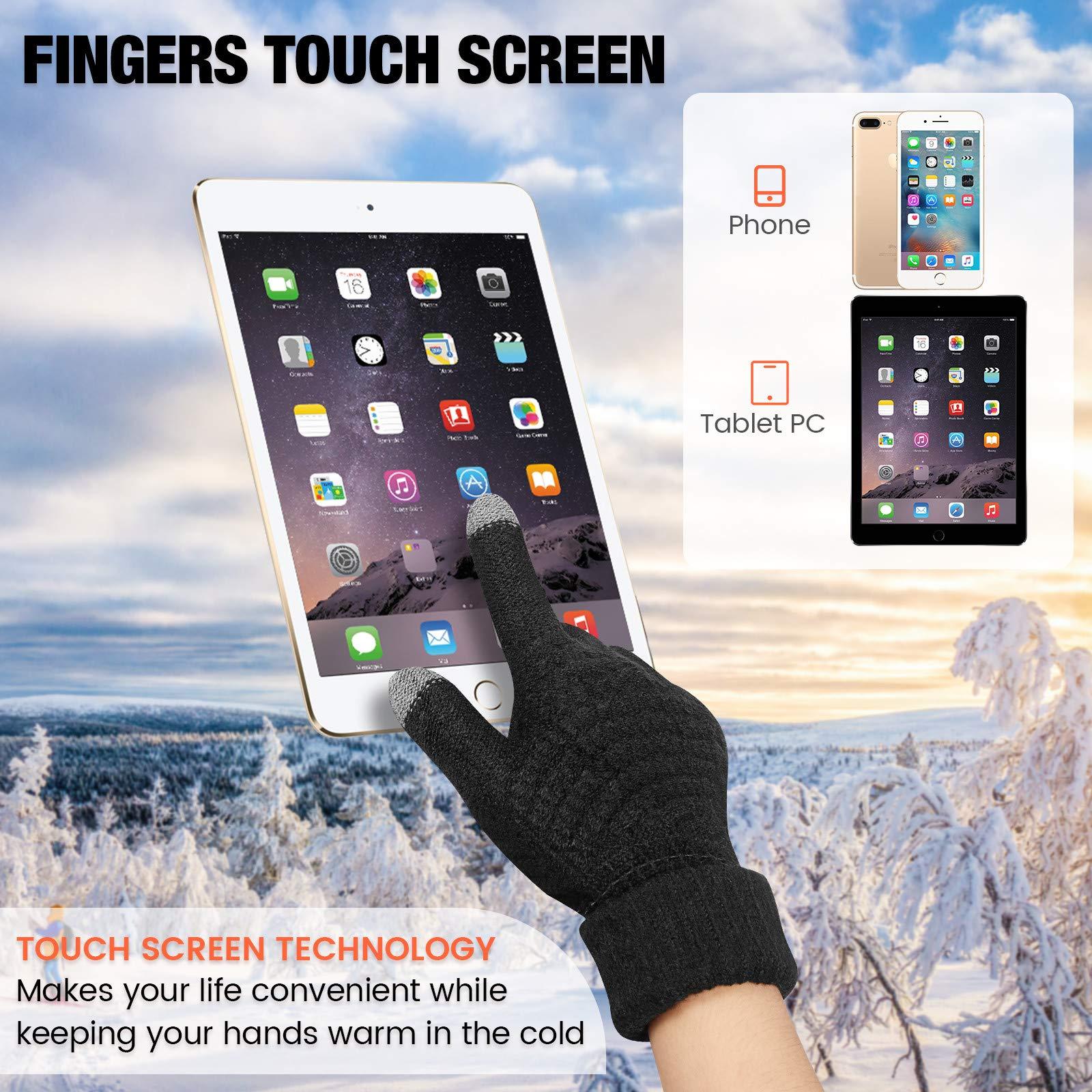 Geyoga 4 Pairs Women's Winter Touch Screen Gloves Soft Warm Fleece Lined Knit Elastic Cuff Texting Gloves - Image 3
