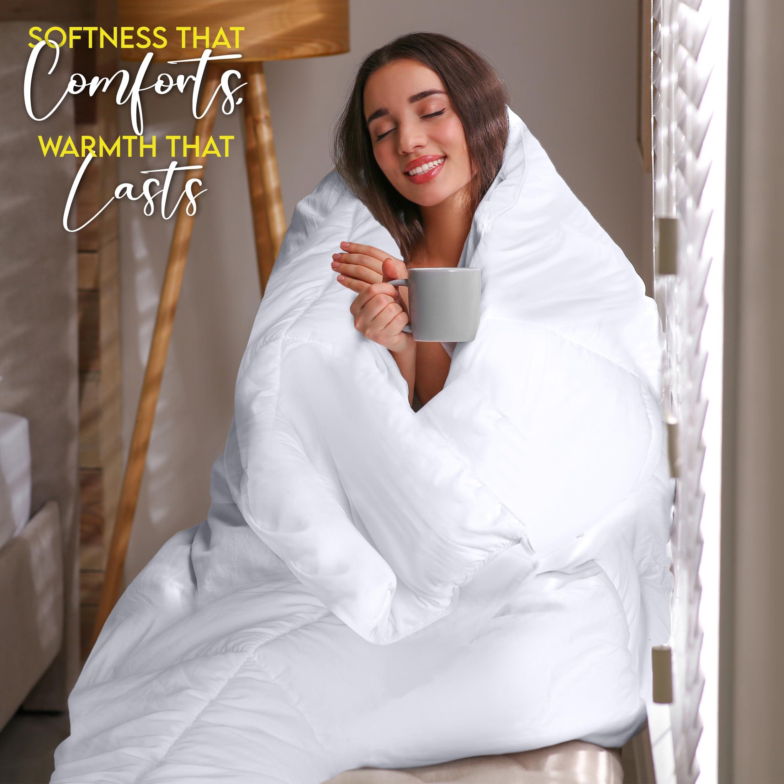 Utopia Bedding Queen Comforter Duvet Insert, Quilted Comforter with Corner Tabs, Box Stitched Down Alternative Comforters Queen Size 88 x 88 Inches (White) - Image 6