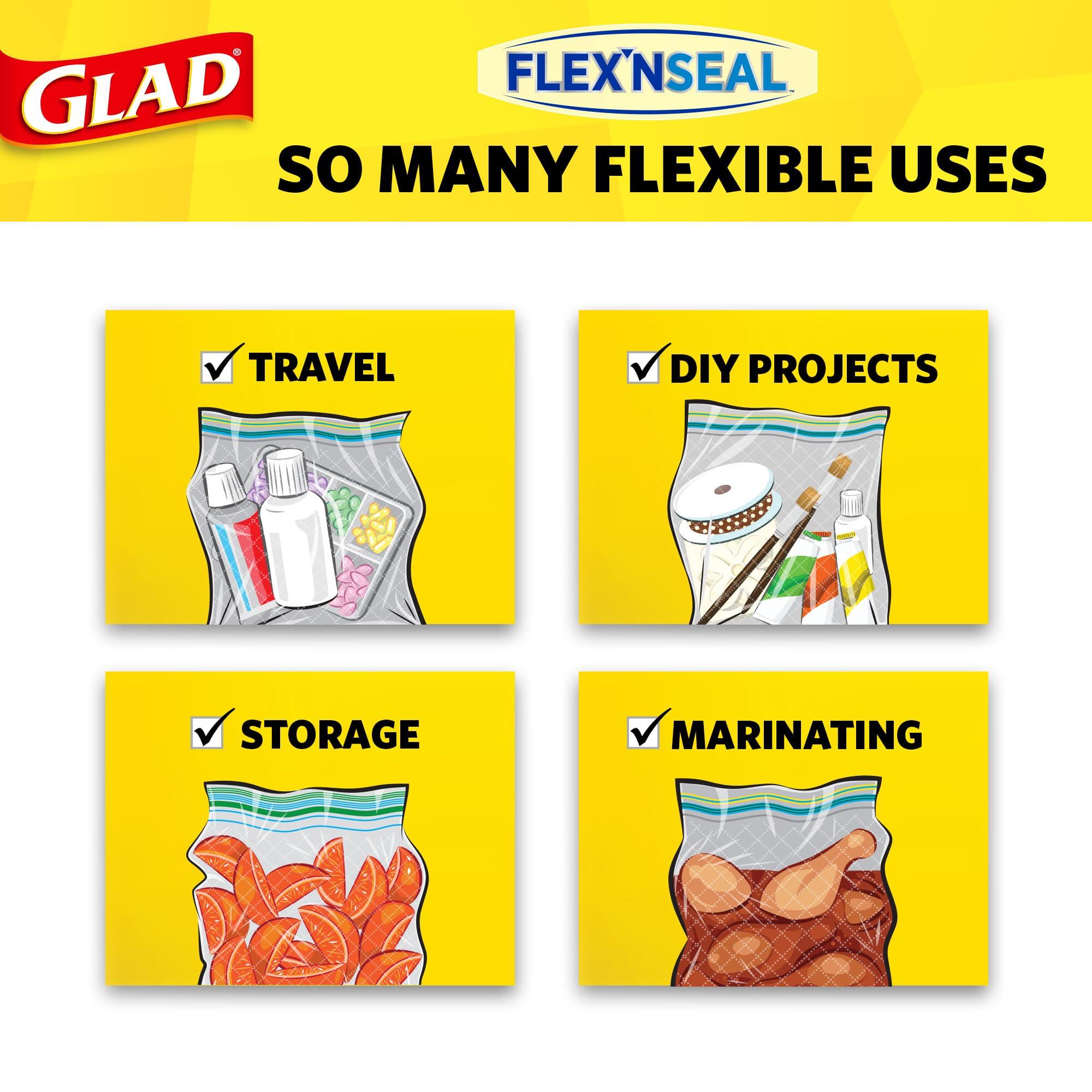 Glad Flex'N Seal Zipper Food Storage Sandwich Bags, Resealable Snack Bags, Multi-purpose Use, 100 Count (Pack of 4) - Image 5