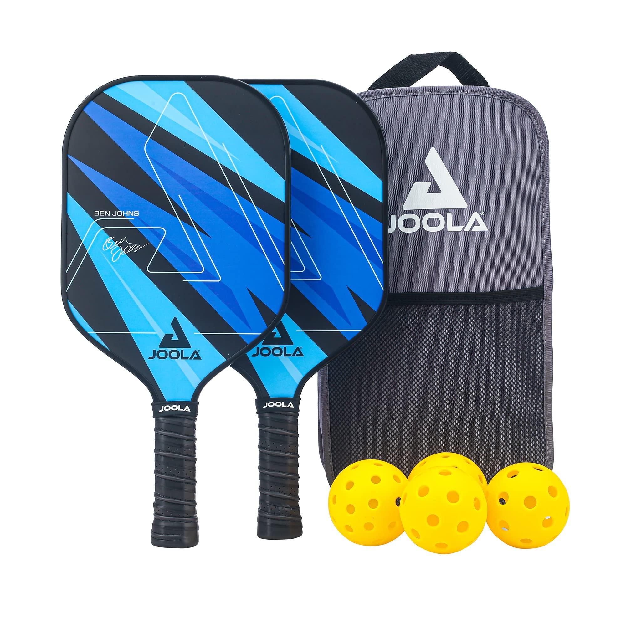 JOOLA Pickleball Paddles Set of 2 – Multiple Colors - Reinforced Fiberglass Surface – Lightweight, Durable, Beginner-Friendly Racket Design – Set Includes Balls & Bag – USAP Approved