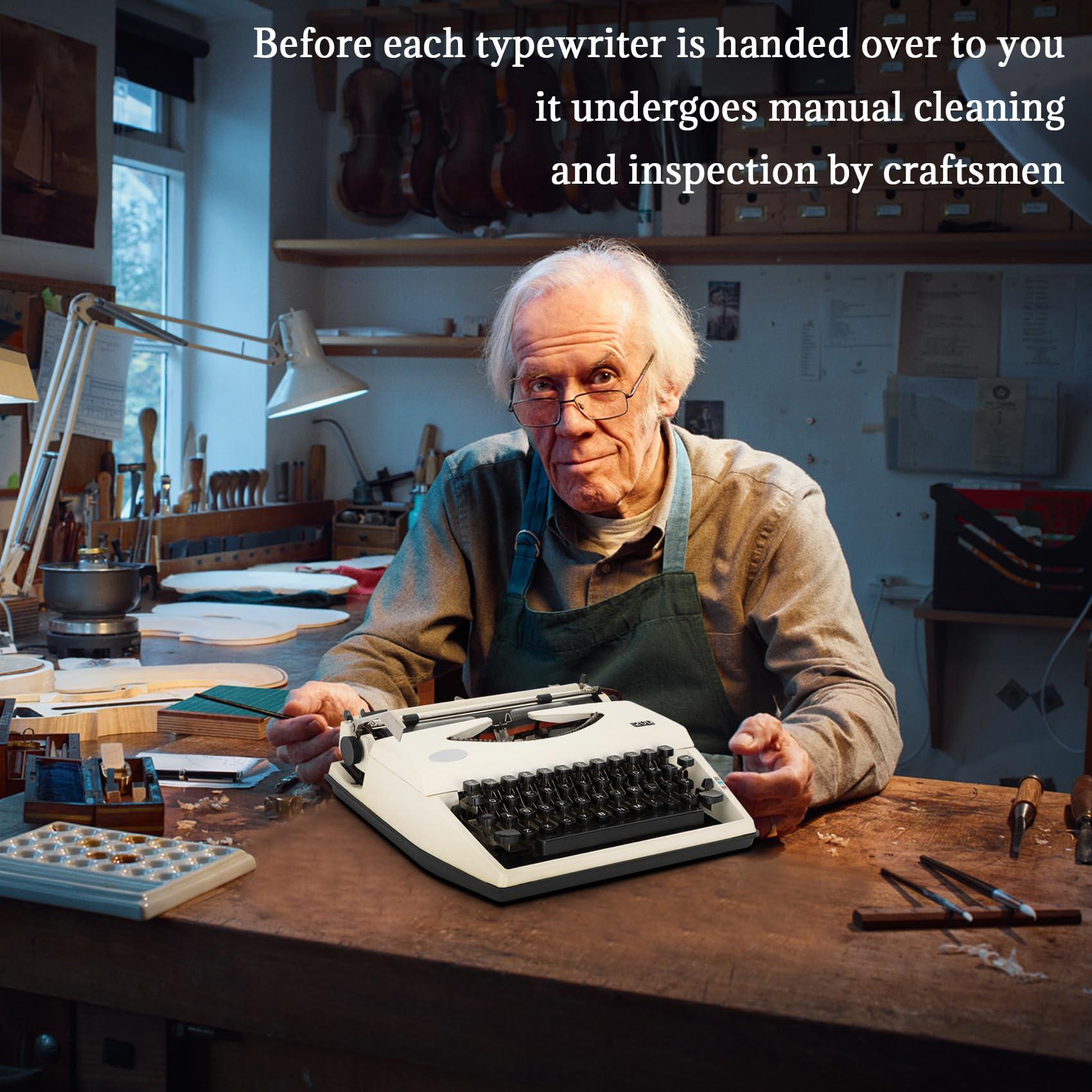 Manual Typewriter,White Traditional Portable Vintage Typewriter Deeply Restored by Craftsmen,Manual Typewriter for Writing,Letters and Vintage Collectible Present,Classic Retro Manual Typewriter - Image 3