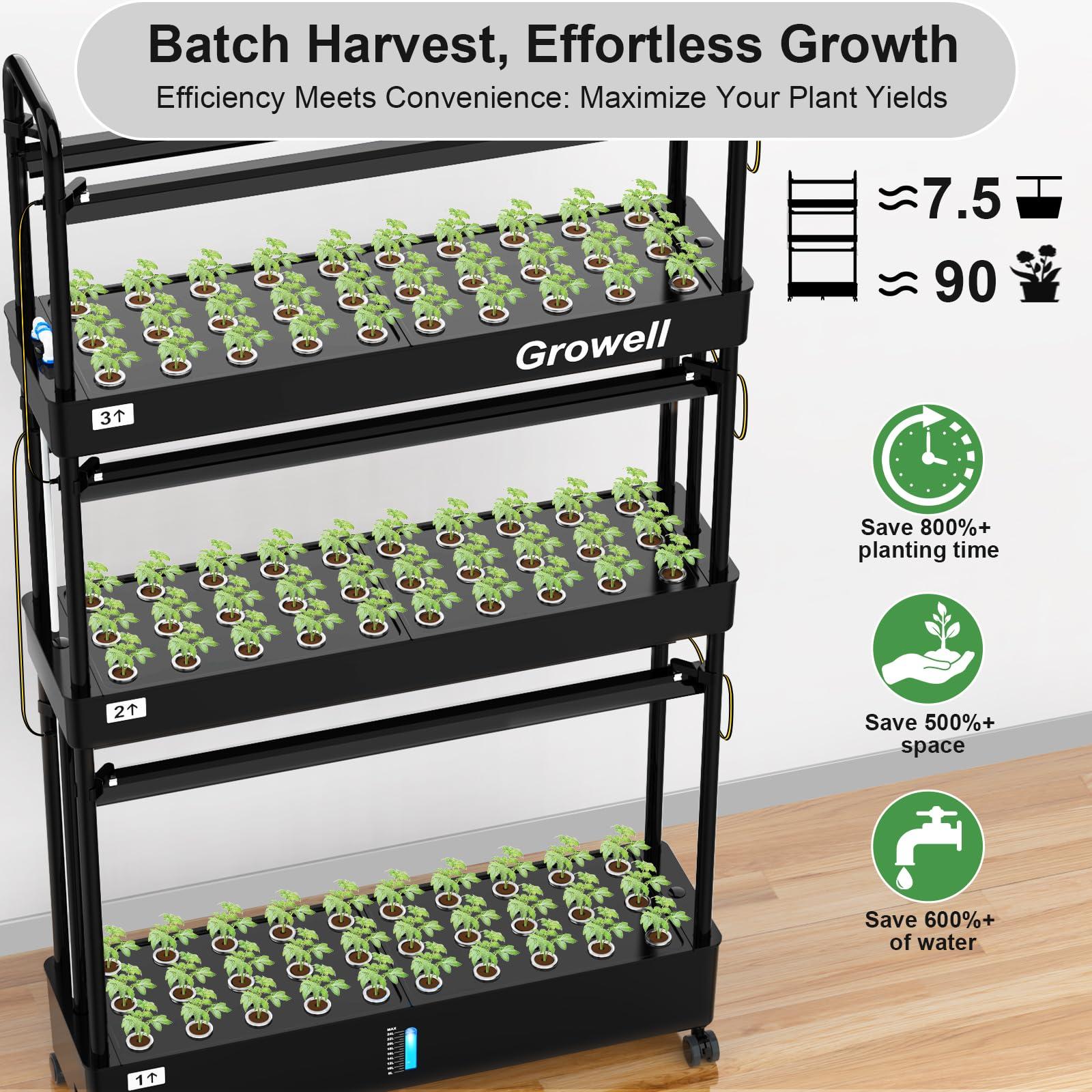 Growell Hydroponics Growing System Kit, 90 Pods Vertical Indoor Garden with LED Grow Light, Auto Circulating Water System & WiFi Smart Plug, Indoor Gardening System for Vegetable Fruit Herb - Image 2
