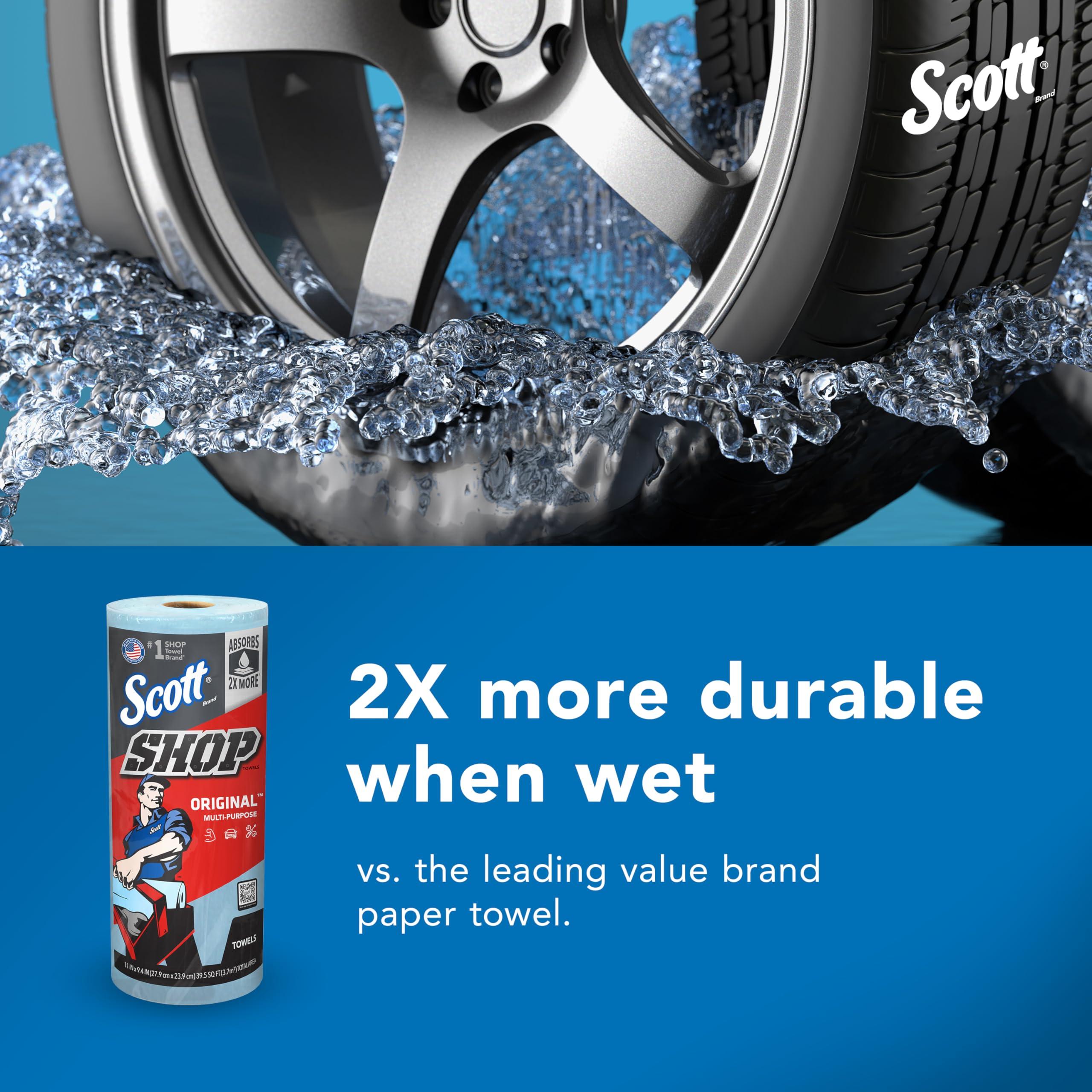 Scott Shop Towels Original, Big Rolls, 4 Packs of 6 Rolls, 11"x9.4" Blue Sheets, 24 Rolls/Case, 1,440 Towels/Case - Image 6