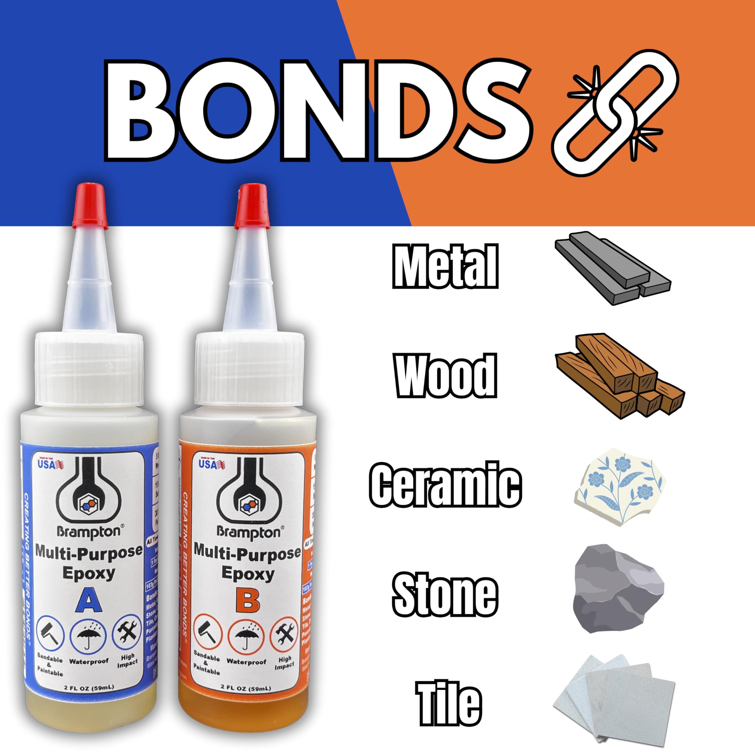 Brampton Multi-Purpose Epoxy, Quick 30-Minute Set, Waterproof 2-Part Epoxy Glue Kit for Tile, Metal, Ceramic, Glass, Wood, Stone, Strong Bonding, Sandable, Paintable Resin, Easy 1:1 Mix, 4 oz - Image 4