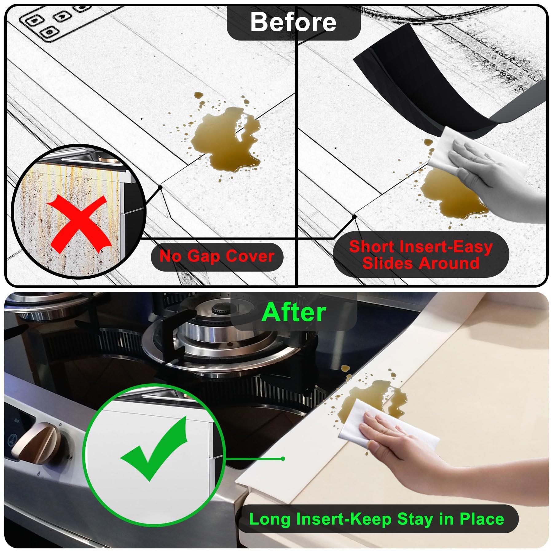 Silicone Stove Counter Gap Cover Kitchen Counter Gap Filler by Kindga 25" Long Gap Filler Sealing Spills Between Kitchen Appliances Washing Machine and Stovetop, Set of 2 (White) - Image 4