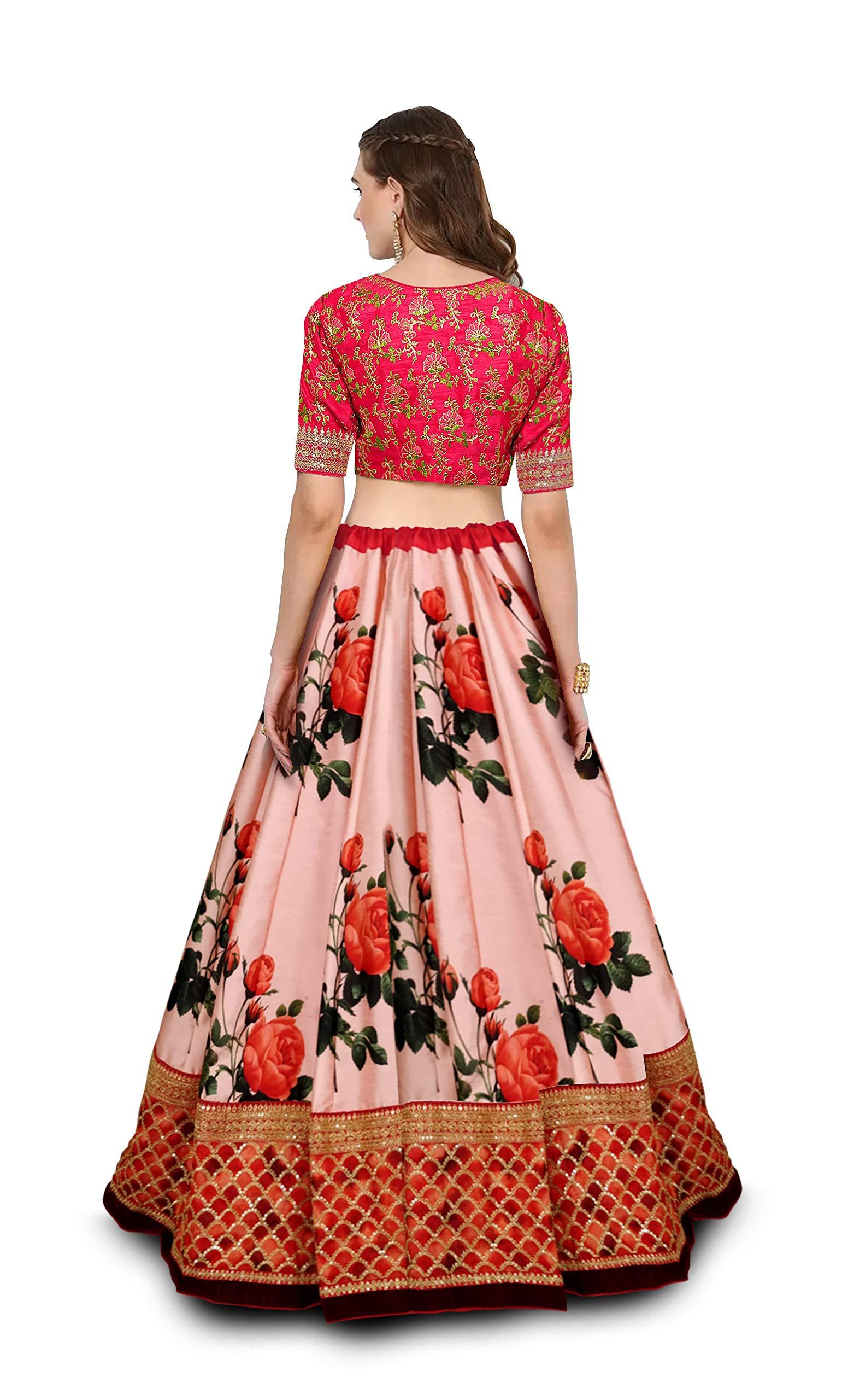 stylishfashion Bollywood Designer lehnga Women's Semi Stitched lengha Pink and Silk Embroidery Heavy lehenga Choli - Image 2