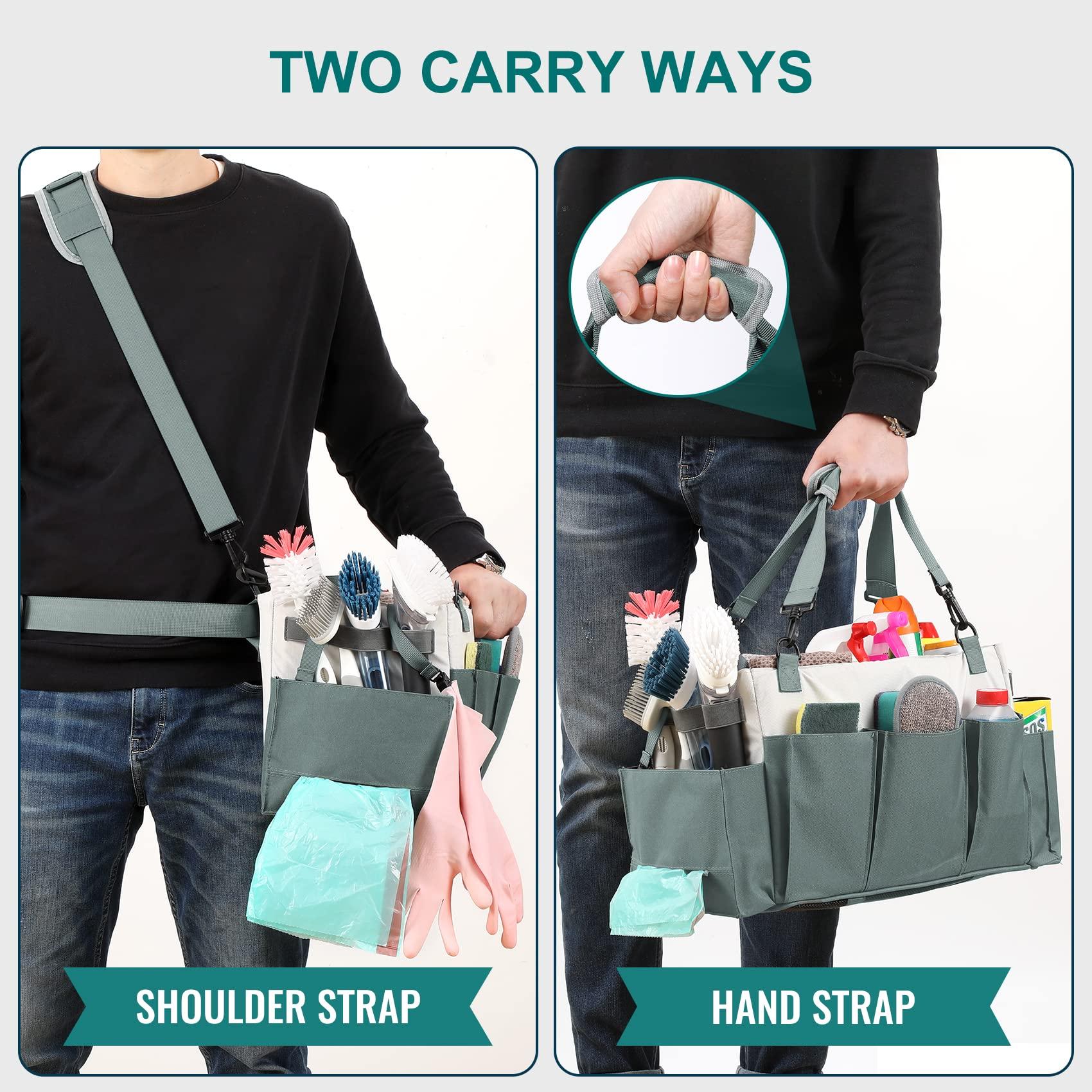 LANDNEOO Cleaning Caddy Organizer with Handle, Wearable Bag for Supplies, Tote Shoulder and Waist Straps, Under Sink Tool Multiple Compartments (Large) (QJB-BLS) - Image 6