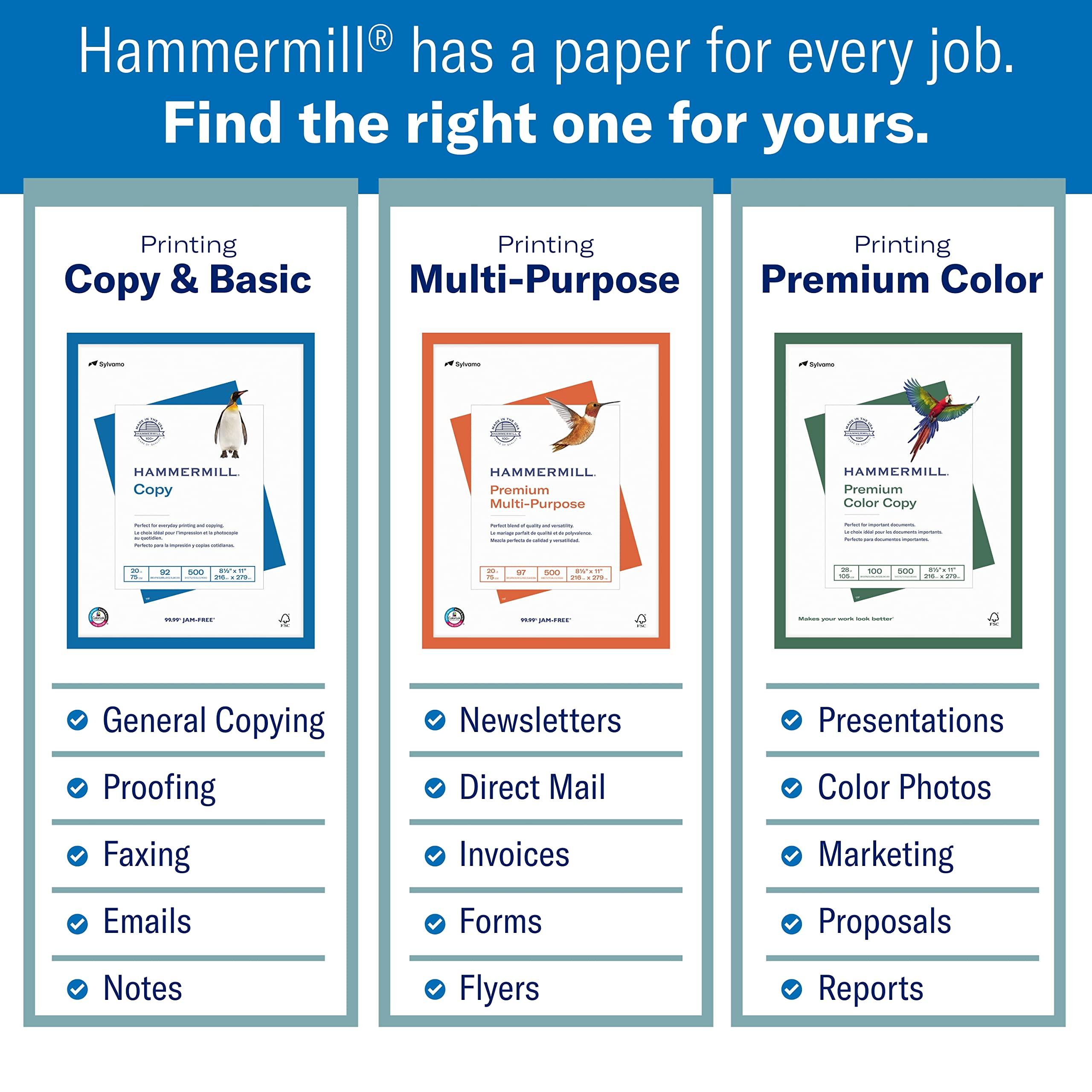 Hammermill Printer Paper, Premium Inkjet & Laser Paper 24 Lb, 8.5 x 11 - 1 Ream (500 Sheets) - 97 Bright, Made in the USA, 166140R - Image 4
