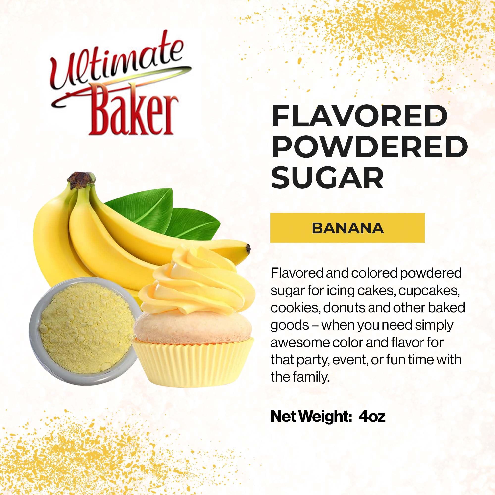 Ultimate Baker Naturally Flavored Banana Powdered Sugar (1x4oz), Flavored and Colored Icing & Frosting Sugar Baking & Dusting Desserts (Banana) - Image 2