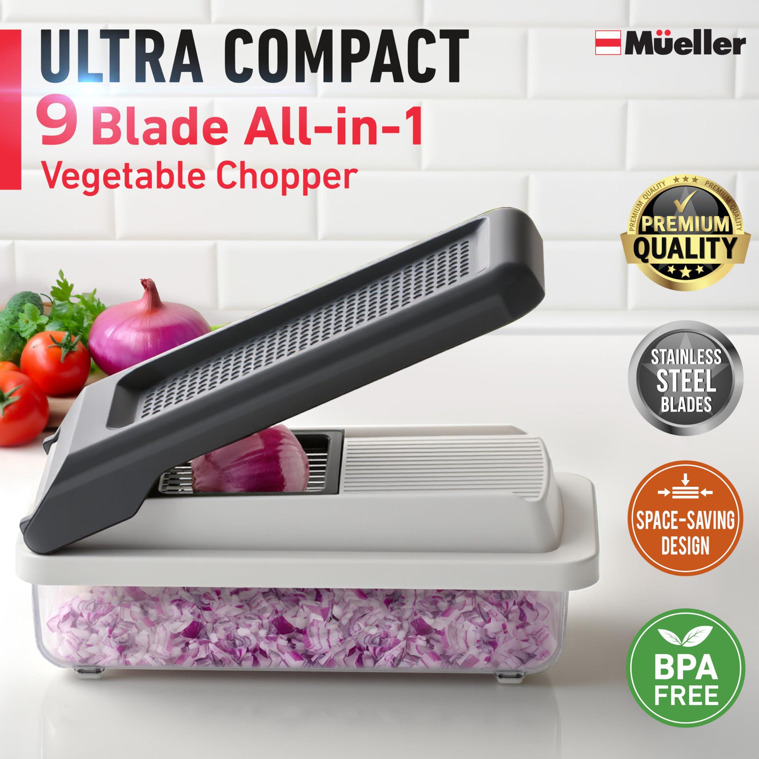 Mueller Vegetable Chopper Mandoline Slicer, Food Veggie Chopper, Cheese Grater, Onion Vegetable Cutter with Container, Dicer, Kitchen Gadgets & Essentials, White Sand/Grey - Image 3