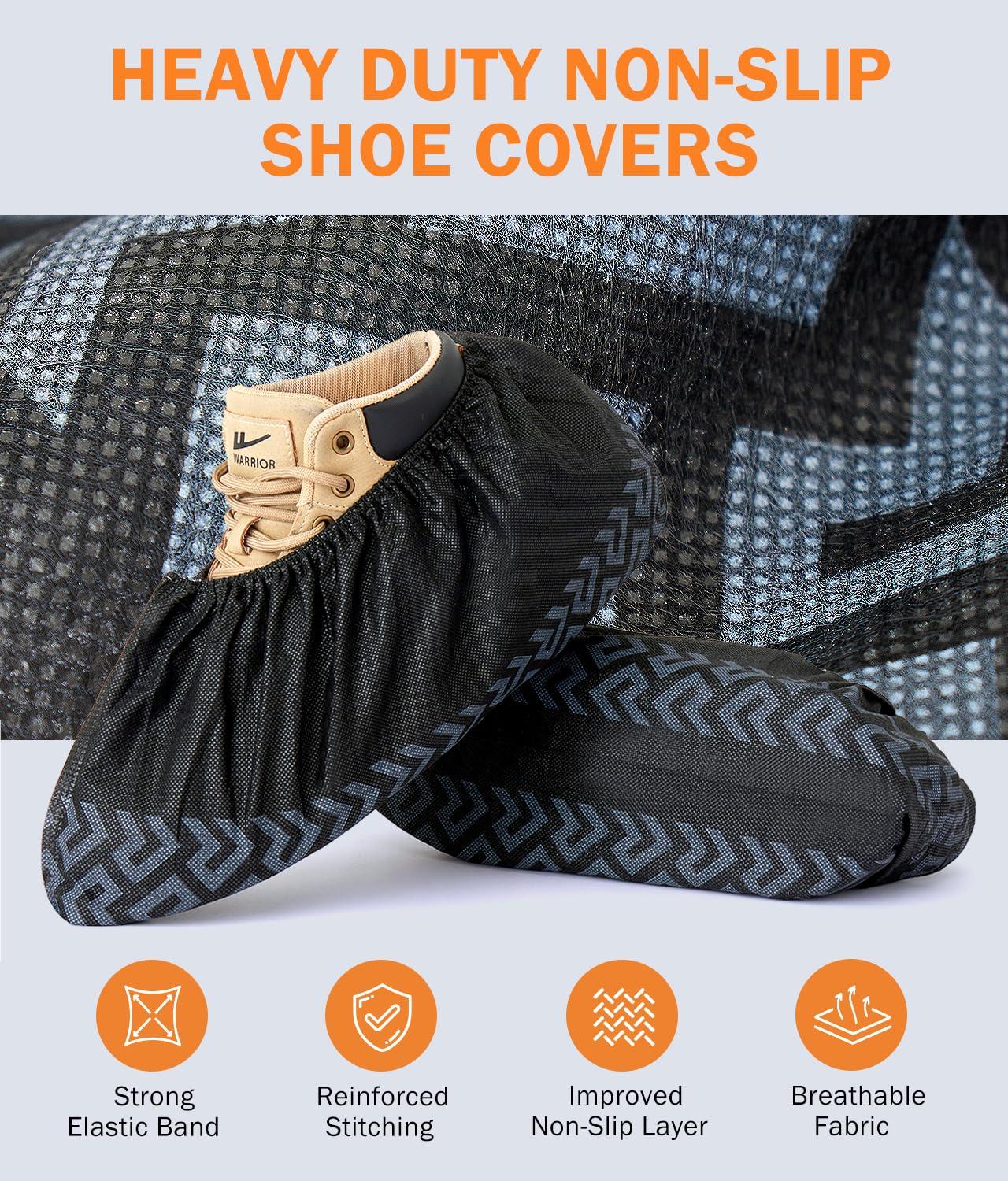 100 Pcs Shoe Covers Disposable Non-Slip,Shoe Covers for Indoors Reusable,Slip-resistant, Durable, Breathable, Non-toxic,Booties for Shoes Covers,Stretchable Fits Up To13 US Men,Black-XL - Image 3