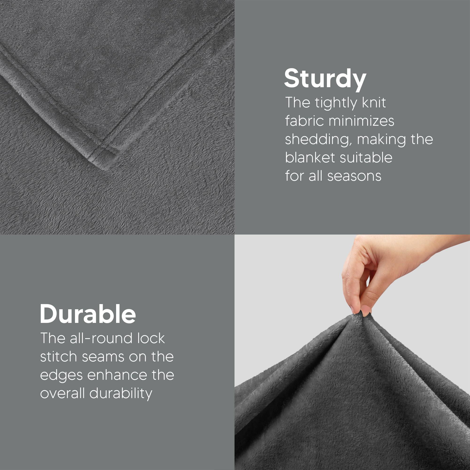 Utopia Bedding Fleece Blanket Queen Size Grey 300GSM Luxury Anti-Static Fuzzy Soft Microfiber Bed Blanket (90x90 Inch) - Image 5