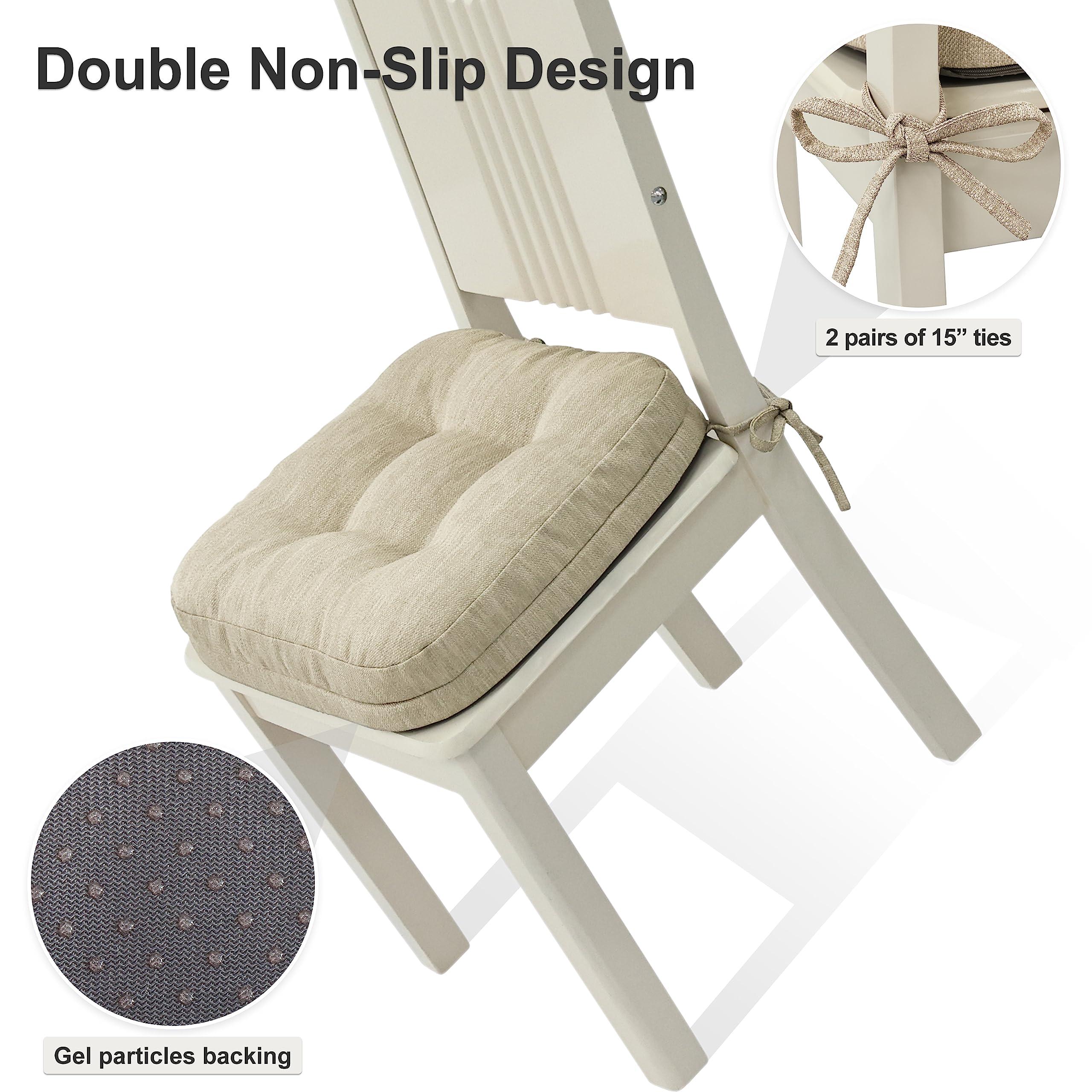 Shinnwa Dining Chair Cushions Set of 6, Dual-Layer Memory Foam Kitchen Chair Cushions, Patented Design Seat Pads with Ties, 16.5 x 16.5 x 3.5in, 6 Pack, Beige - Image 7