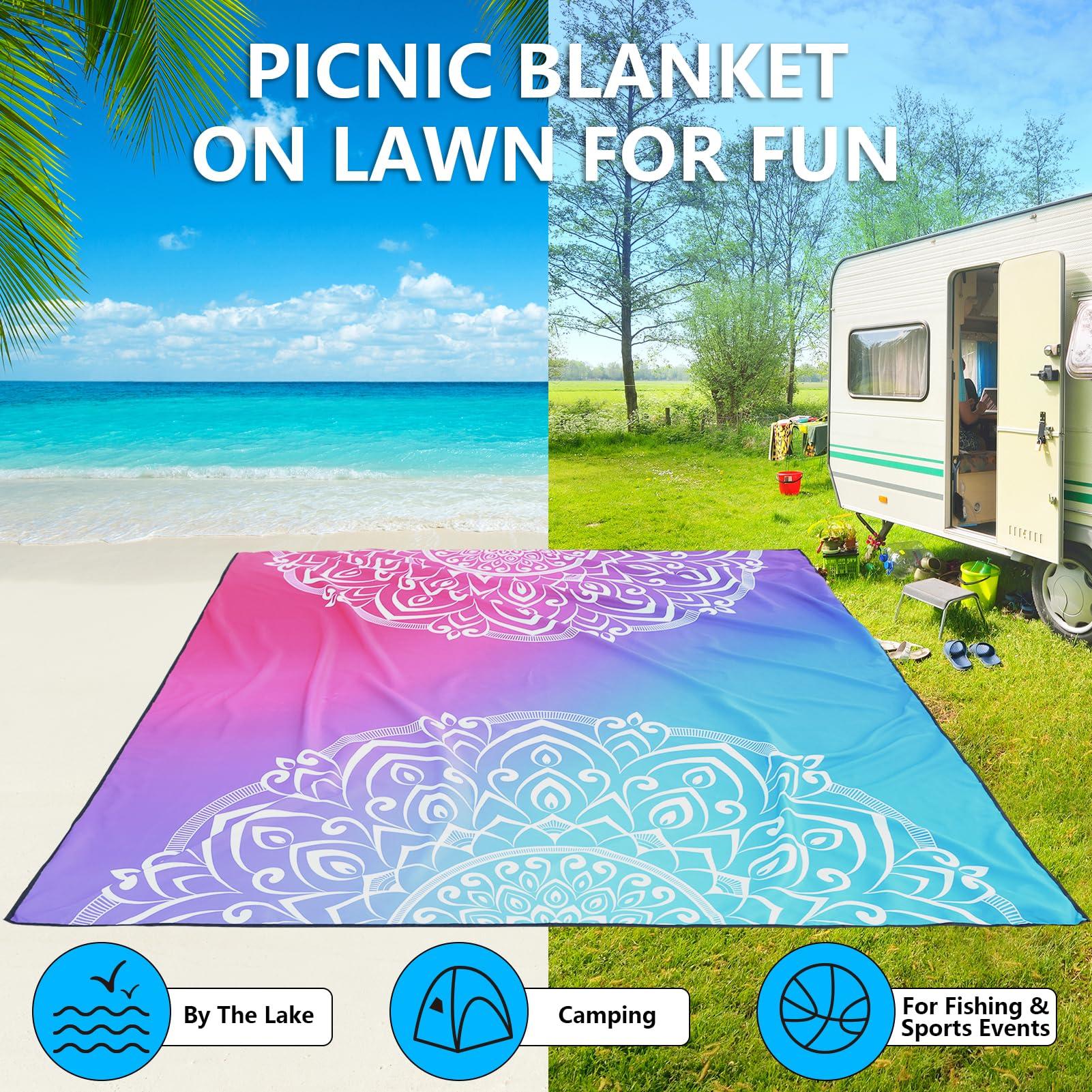 AISPARKY Beach Blanket Waterproof Sandproof, Oversized Large Beach Mat 79" X 83"/120"x108" for 1-8 Adults, Quick Drying&Compact&Lightweight, Picnic Mat Vacation Essentials for Beach Camping Travel - Image 6