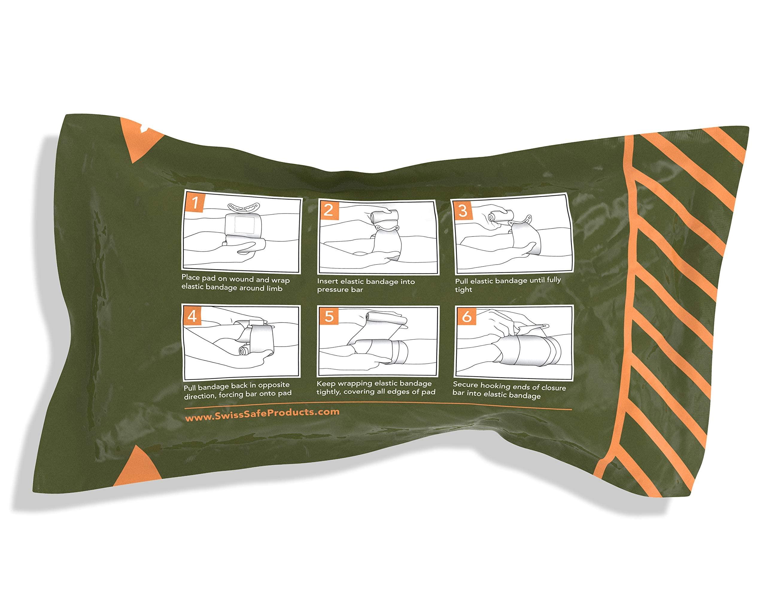 Swiss Safe 6 Inch Israeli Bandages Trauma Kit - Sterile Elastic Compression Bandage - Emergency Military IFAK - HSA & FSA Eligible - 6 inch, 2-Pack - Image 2