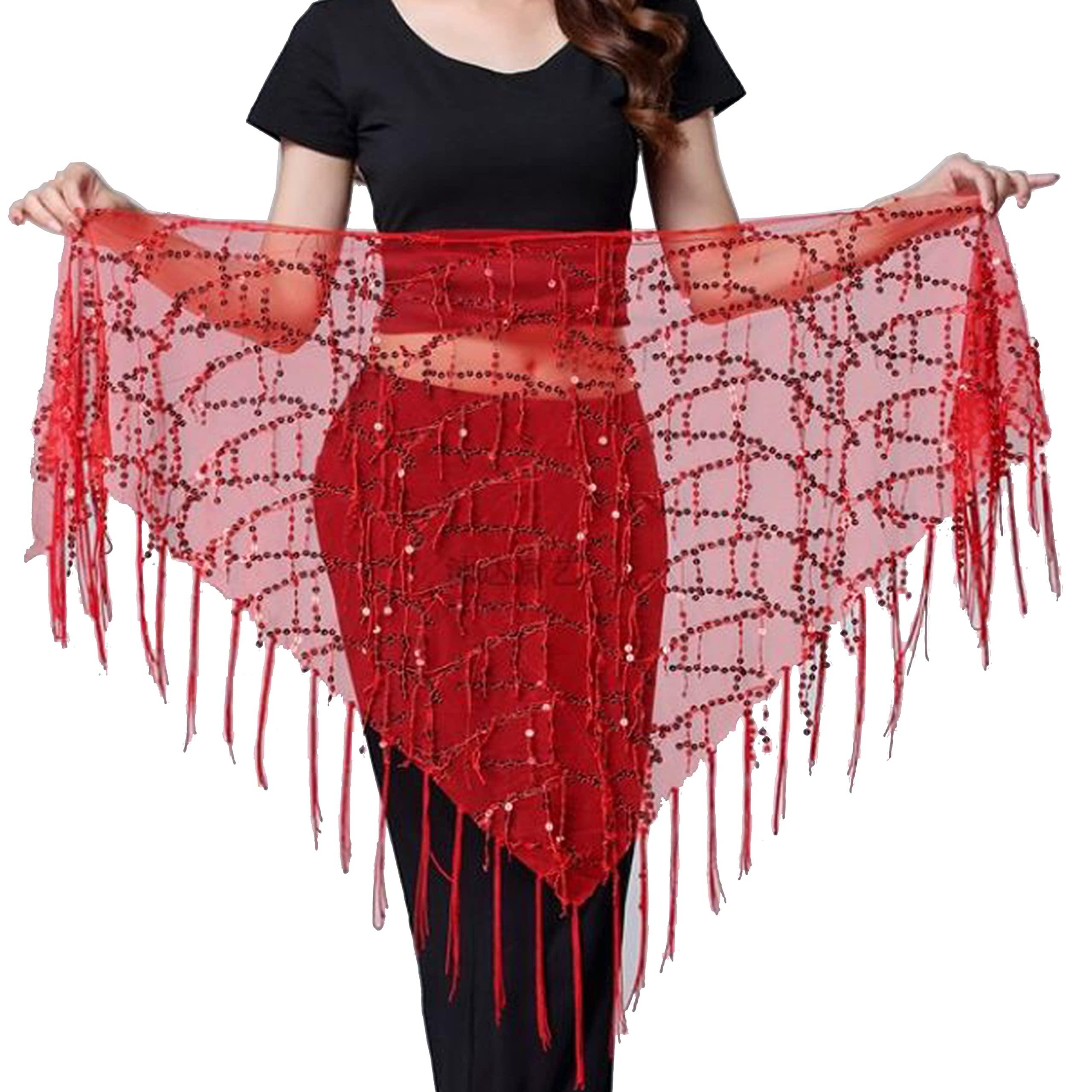Wuchieal Women's Belly Dancing Belt Colorful Waist Chain Belly Dance Hip Scarf Belt