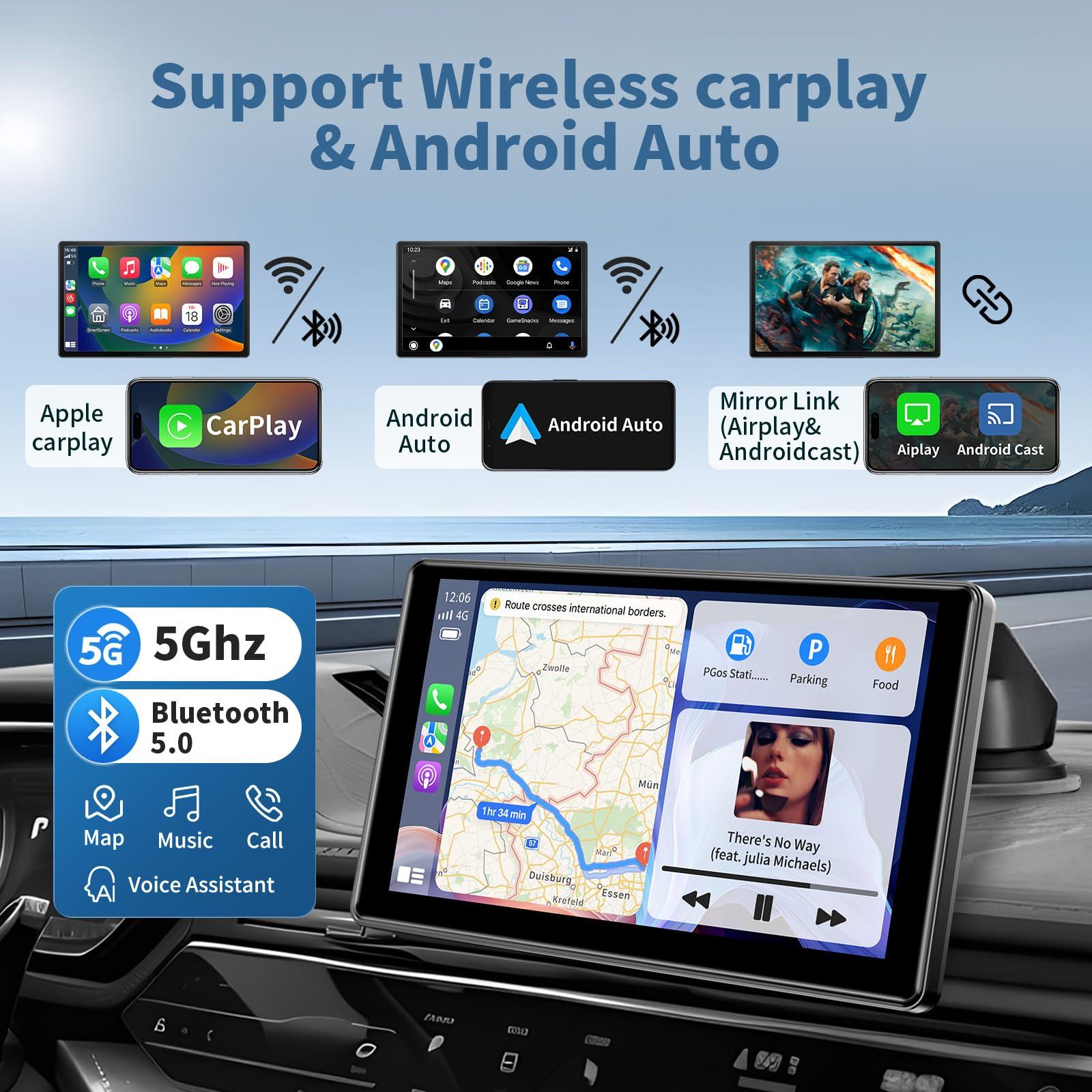 9 inch HD Portable Wireless carplay Screen for car & Android Auto Touchscreen With1080P Backup Camera/Mirror Link/Navigation/Car Stereo/Drive Play/Bluetooth/Voice Control - Image 2