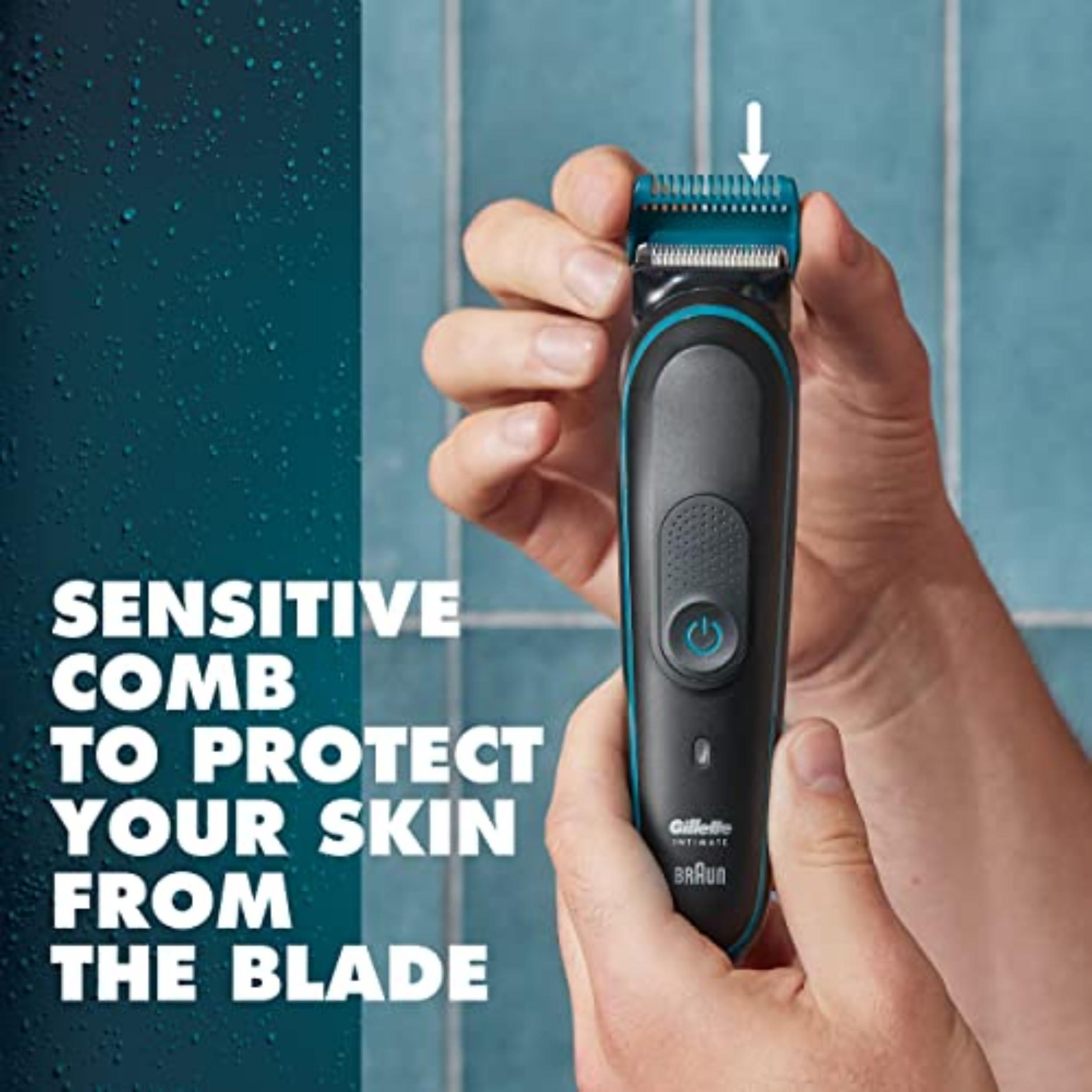 Gillette Intimate Men’s Manscape Pubic Hair Trimmer, SkinFirst Ball Trimmer For Men, Waterproof, Cordless For Wet/Dry Use, Electric Shaver For Men, Lifetime Sharp Blades, Manscaping Body Groomer - Image 4