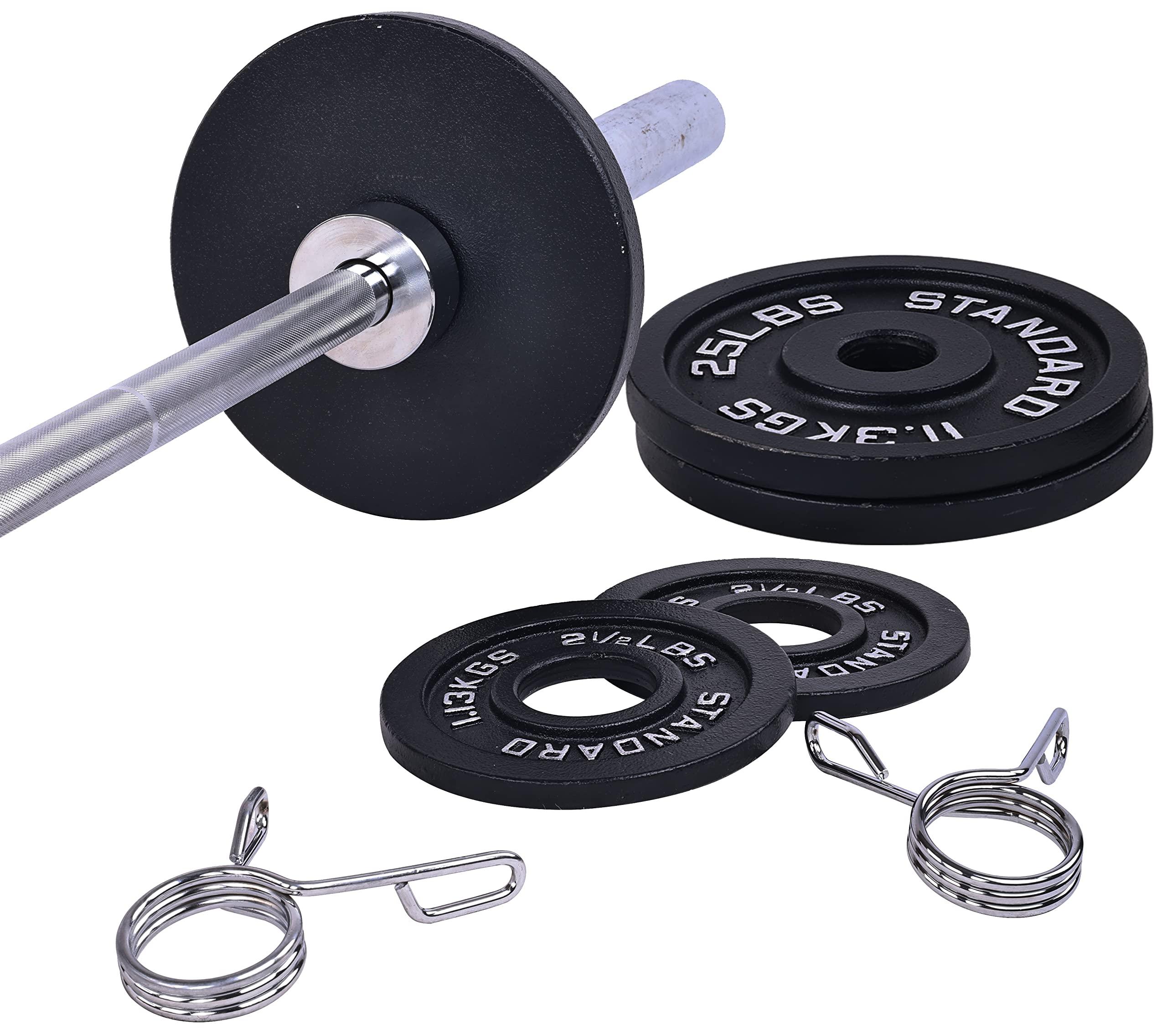 Signature Fitness Cast Iron Olympic 2-Inch Weight Plates Including 7FT Olympic Barbell, 130-Pound, 300-Pound or 325-Pound Set, Multiple Packages - Image 3