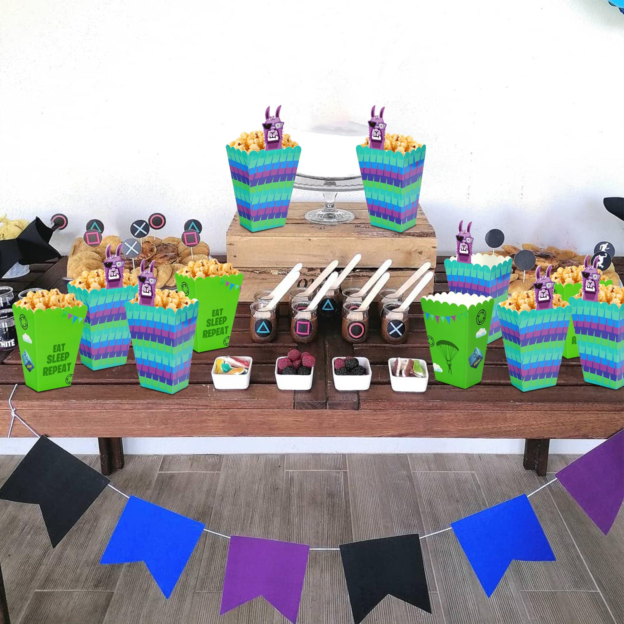 20Pcs Video Game Llama Popcorn Boxes, Battle Gamers Birthday Party Decorations Supplies Favors for Snack Treat Bags Goodie Candy Cookie Boxes - Image 2