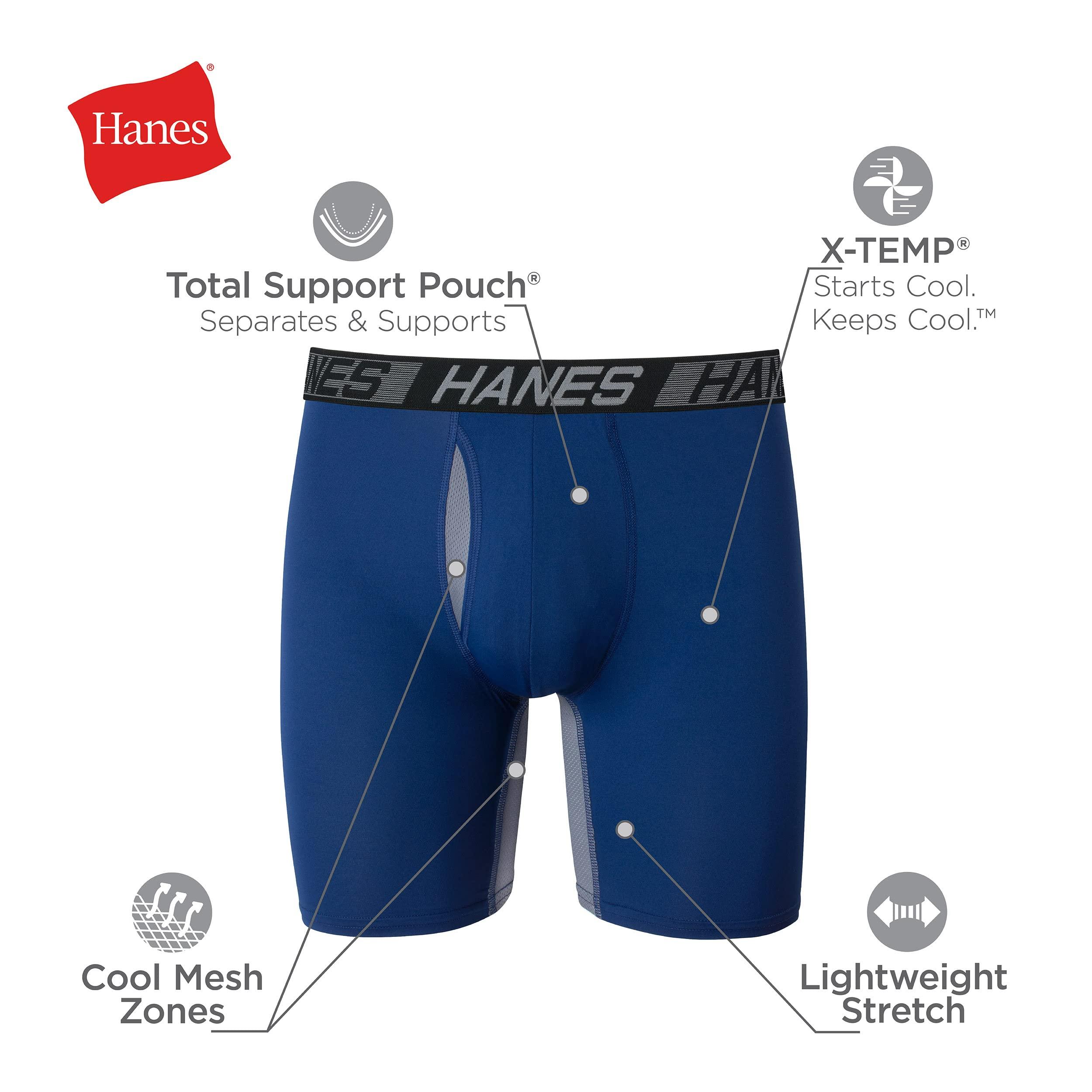 Hanes Men’s Total Support Pouch Boxer Briefs, X-Temp Cooling, Moisture-Wicking Underwear, Regular, Long-leg and Trunk, 3-Pack - Image 5