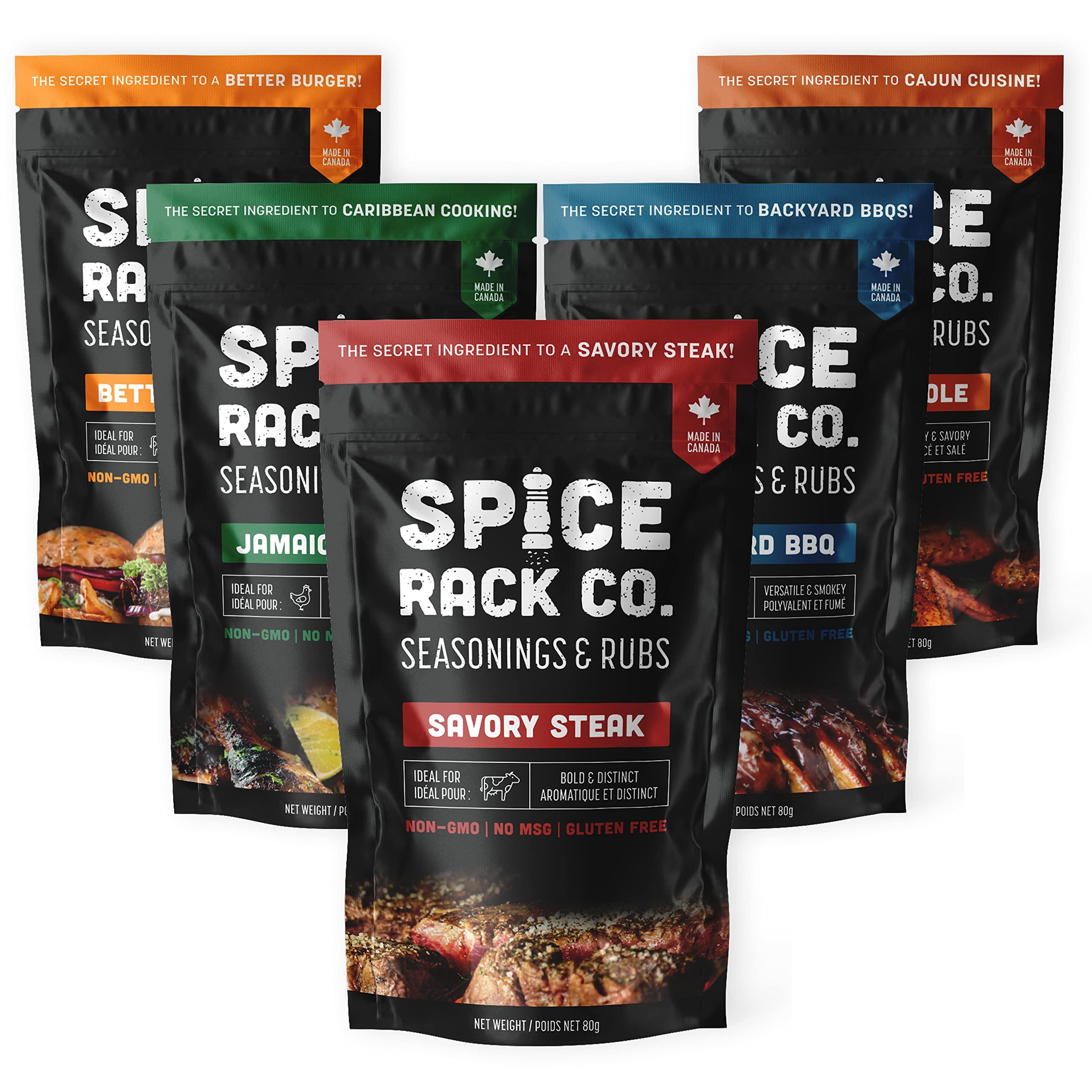 Spice Rack Co. BBQ Seasonings And Rubs - Smoking & Grilling Spices and Seasonings Sets, Grilling Accessories & Smoker Accessories, Unique Father's Day Gifts For Dad Gifts For Fathers Day (5 Pack)