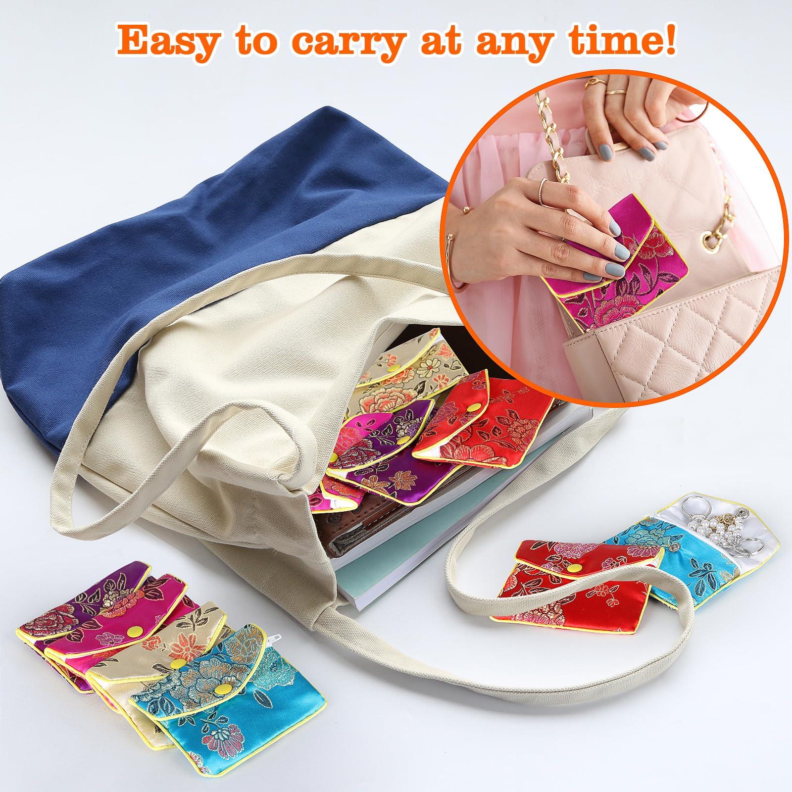 LETURE Jewelry Silk Purse Pouch Gift Bags, Small Travel Jewelery Organizer Bag Box for Earrings Necklace Bracelet Ring Accessory Storage Holder Bag (MEDIUM-10PCS) - Image 4