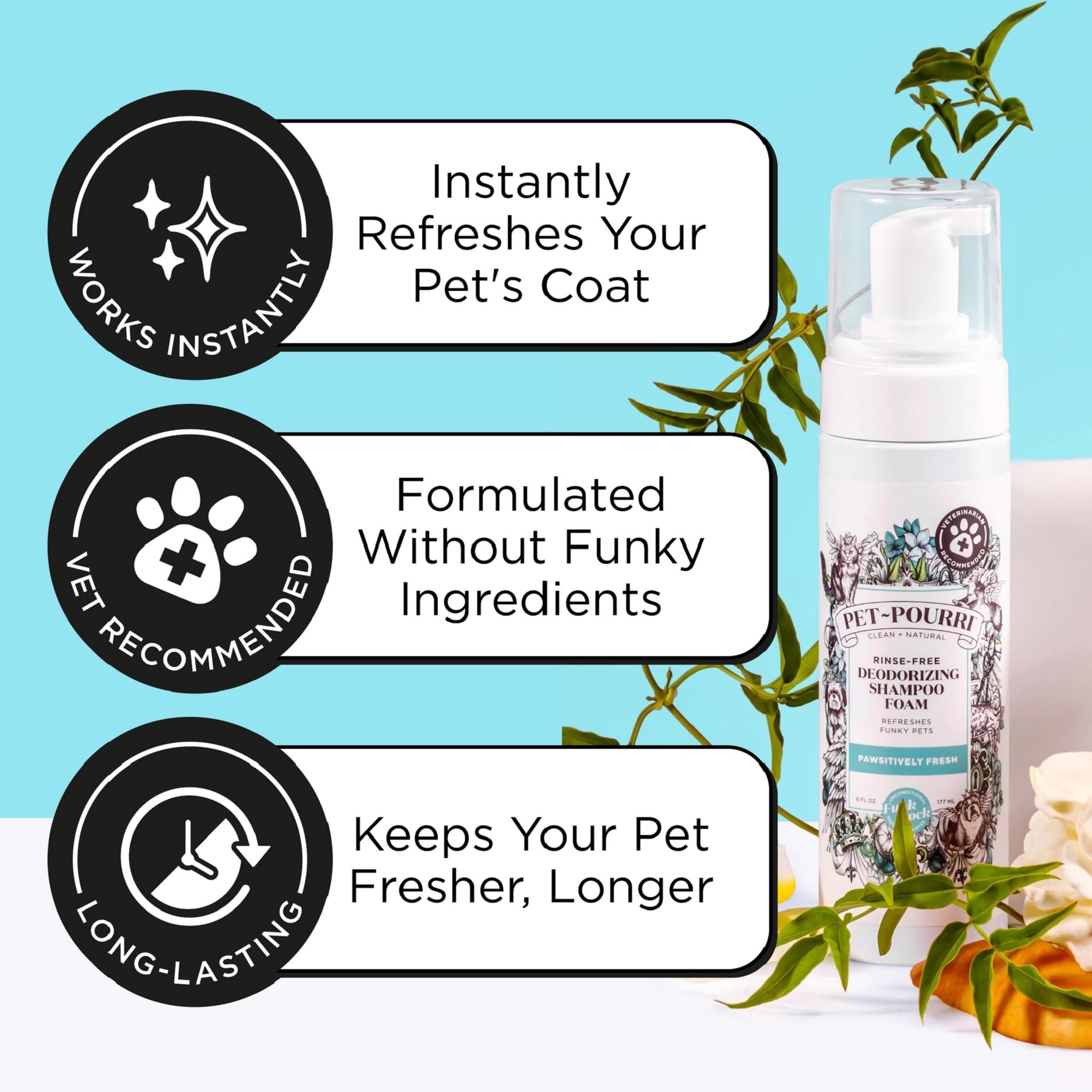 Poo-Pourri Rinse-Free Deodorizing Dry Shampoo for Dogs & Cats – Moisturizing Skin & Coat Soothing Formula - Plant Based Ingredients – Pineapple, Jasmine & Pear – No Rinse Foam Shampoo for Pet Odor - Image 3