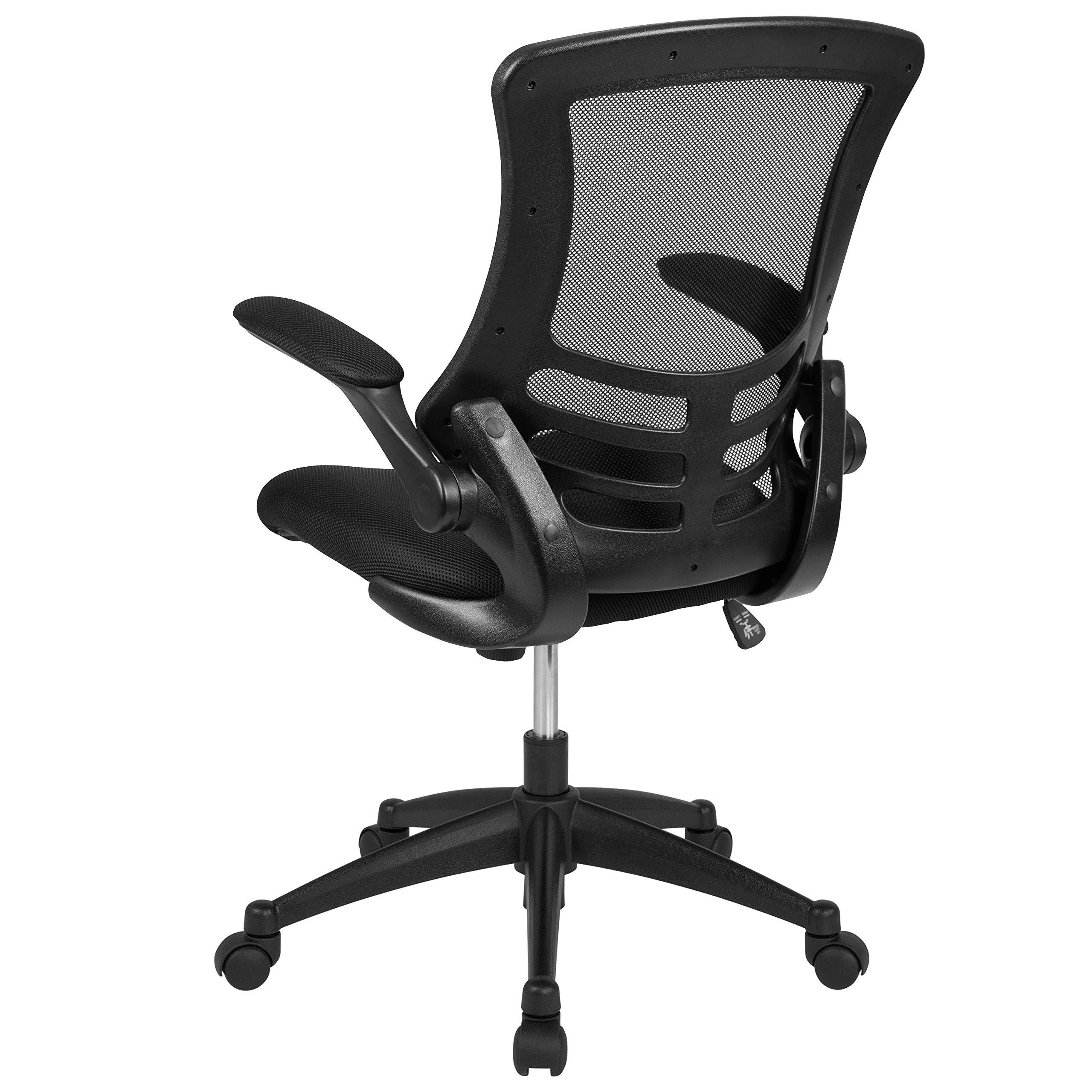 Flash Furniture Kelista Mid-Back Swivel Office Chair with Adjustable Seat Height, Ergonomic Mesh Desk Chair with Flip-Up Armrests, Black - Image 14