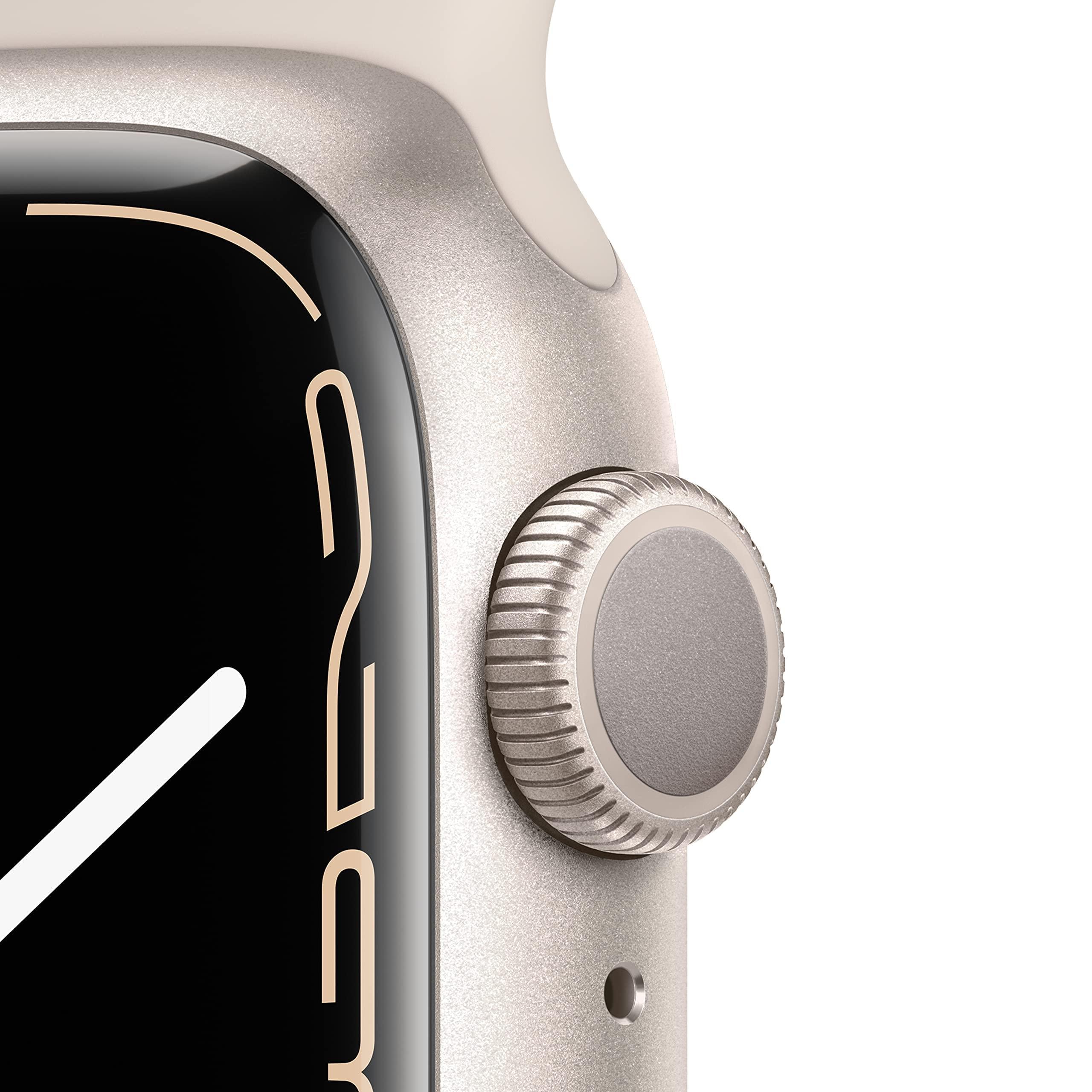 Apple Watch Series 7 (GPS, 41mm) Starlight Aluminum Case with Starlight Sport Band, Regular (Renewed) - Image 2