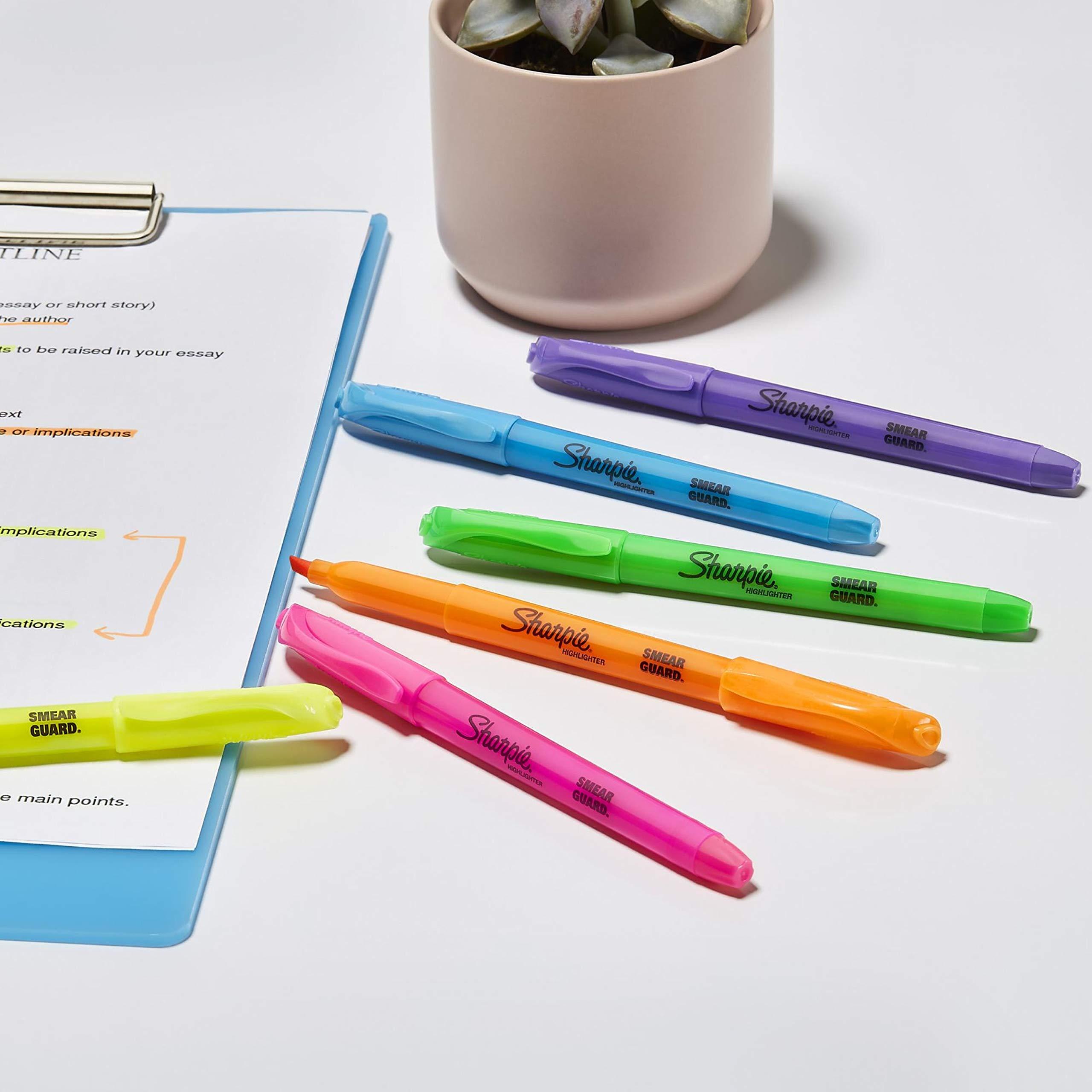 Sharpie Pocket Highlighters Narrow Chisel Tip Highlighter Marker Set Pack Of 36 In 6 Assorted Fluorescent And Pastel Highlighters Ideal For Office Teacher And School Supplies - Image 5