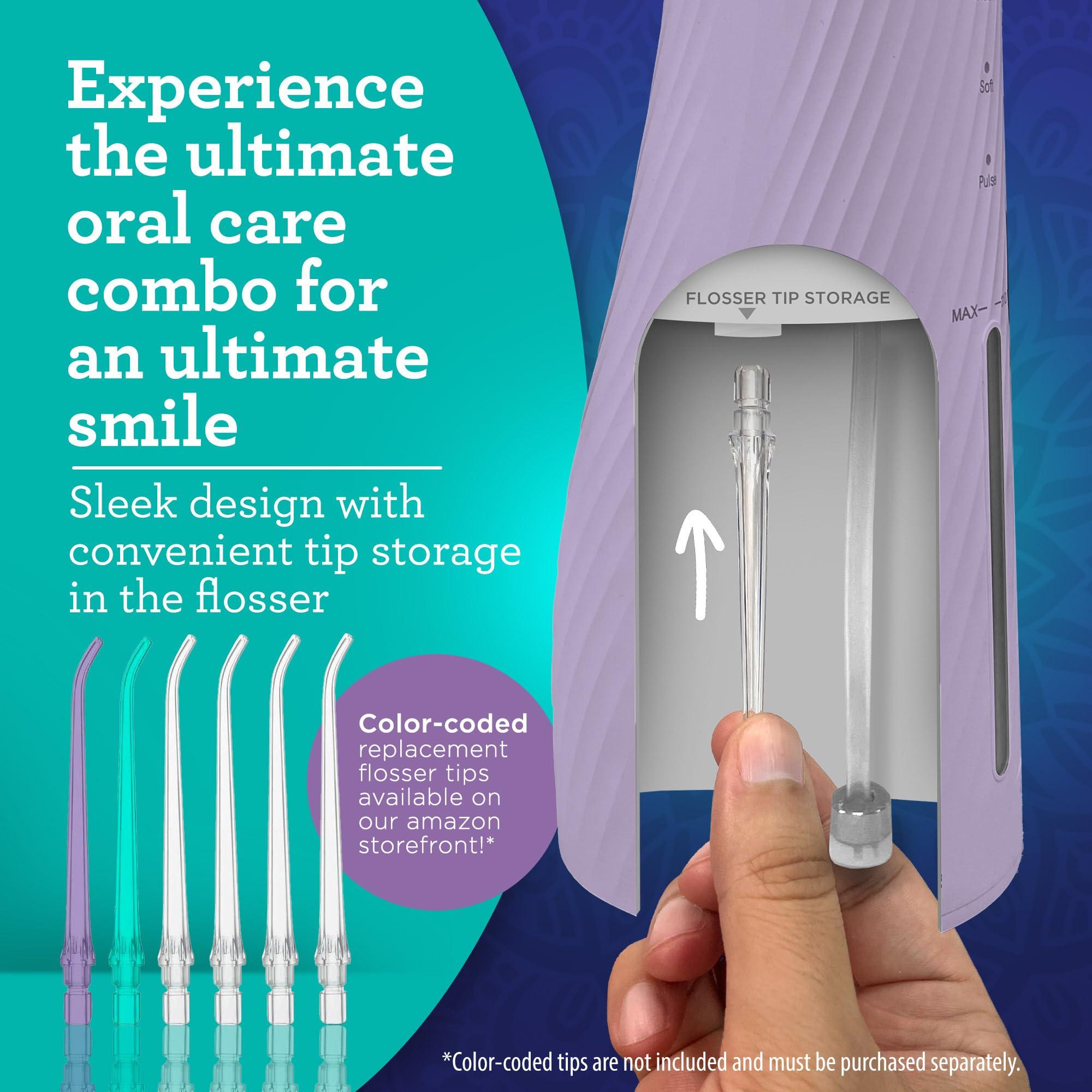 GuruNanda Lion & Lamb Kit 2.0, Electric Toothbrush with Water Flosser Combo, 4 Jet Tips, 4 Brush Heads, & IPX7 Waterproof Design for Complete Oral Care, Lavender - Image 7