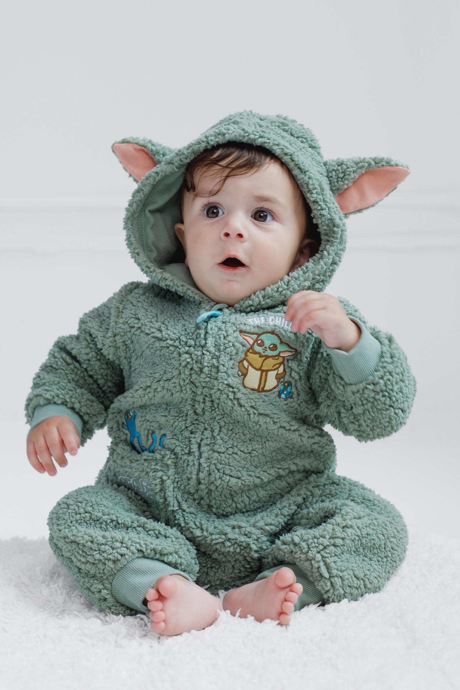 STAR WARS The Mandalorian Grogu Cozy Sherpa Zip Up Cosplay Coverall Newborn to Infant Sizes (Newborn - 24 Months) - Image 2