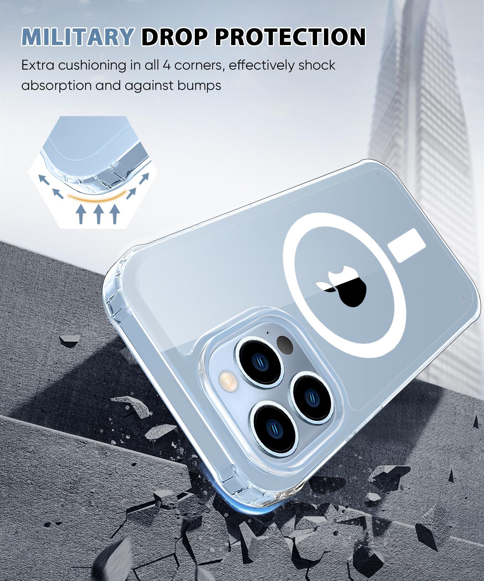 BANLEA Magnetic for iPhone 13 Pro Max Case Full Body, Built-in Screen Protector, with Camera Lens Protector, [Anti-Yellowing] Protective Shockproof Phone Case, Bumper Rugged Cover 6.7 Inch (Clear) - Image 3