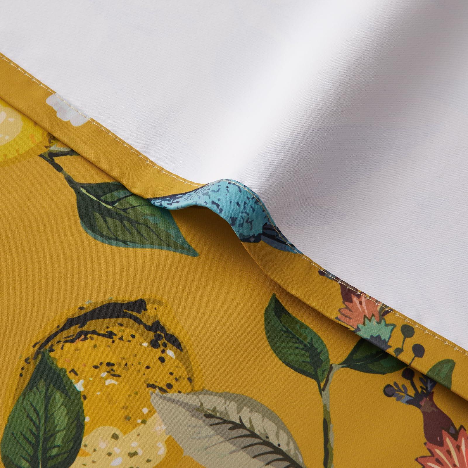Topfinel Mustard Yellow Vintage Curtains & Drapes 84 Inches Long, Grommet Luxury Whimsical Floral Lemon Hummingbird Patterned Waverly Mid Century Colorful Blackout Drapes for Living Room Bedroom - Image 8
