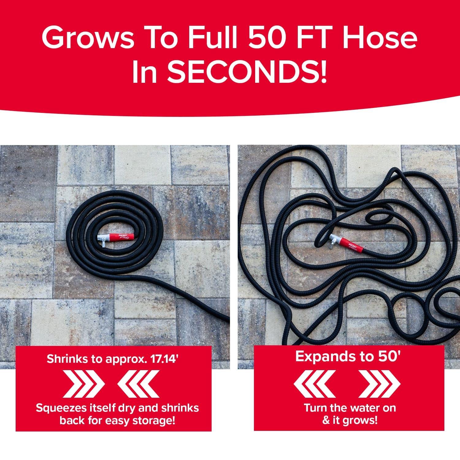 Pocket Hose Silver Bullet 2.0 Expandable Garden Hose 50-FT with Turbo Shot Nozzle, AS-SEEN-ON-TV, Lead-Free, Solid Aluminum Connectors, Easy On/Off Valve, Kink-Free, Leak-Proof - Image 4