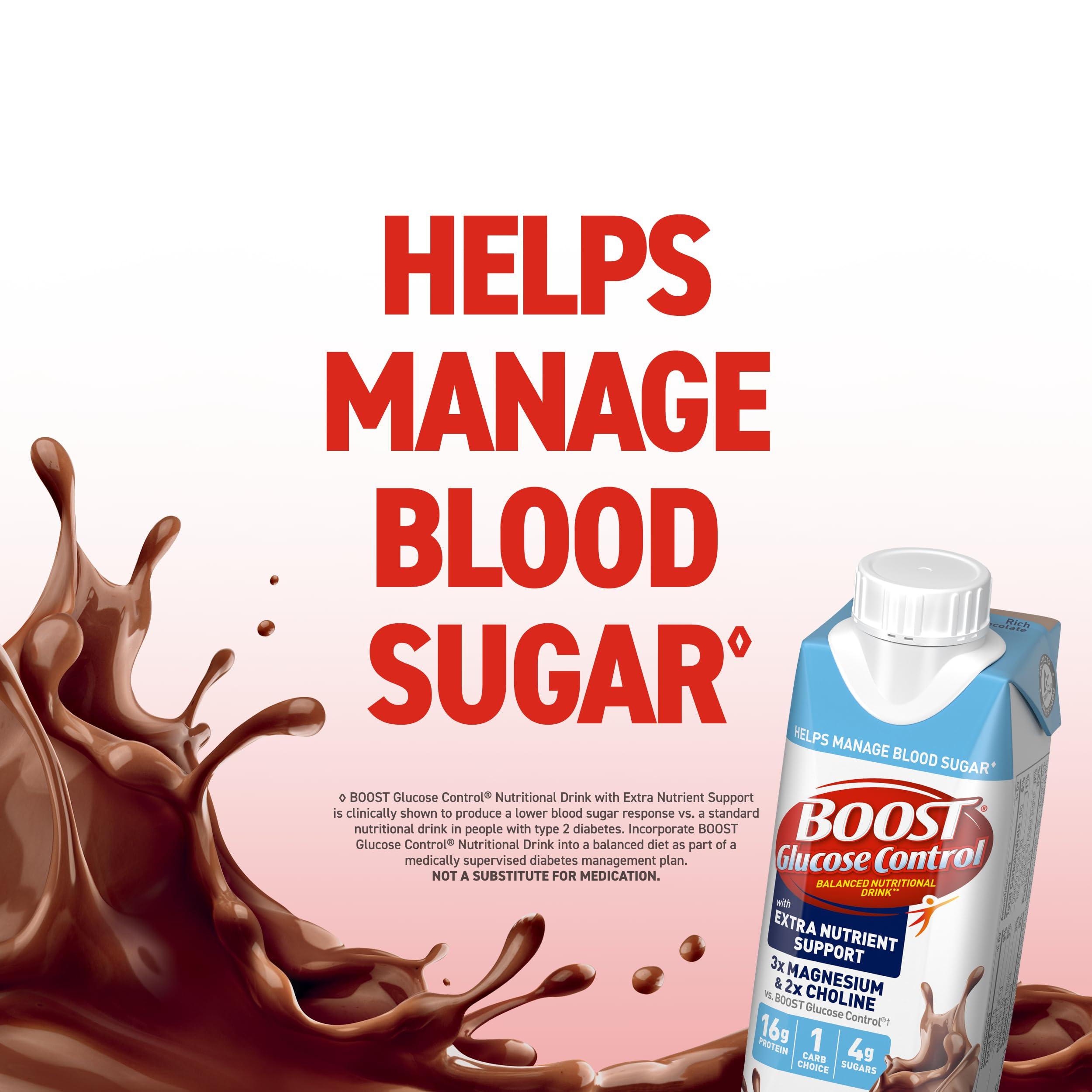 BOOST Glucose Control Ready to Drink Nutritional Drinks with Extra Nutrient Support Drink, Rich Chocolate, 8 Fl Oz, Pack of 24 - Image 4